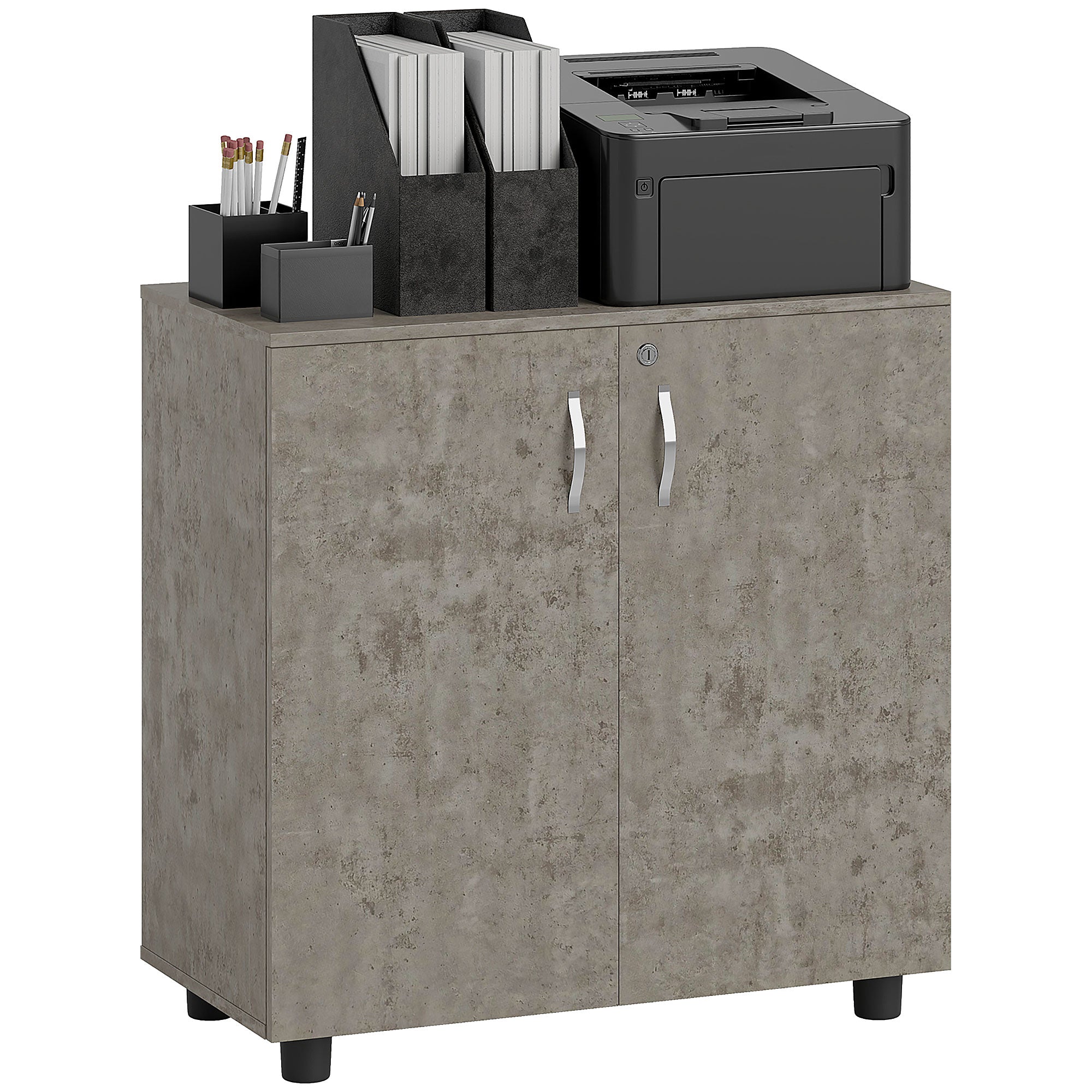 Vinsetto Two-Tier Locking Office Storage Cabinet - Grey - North Peak Garden Furniture