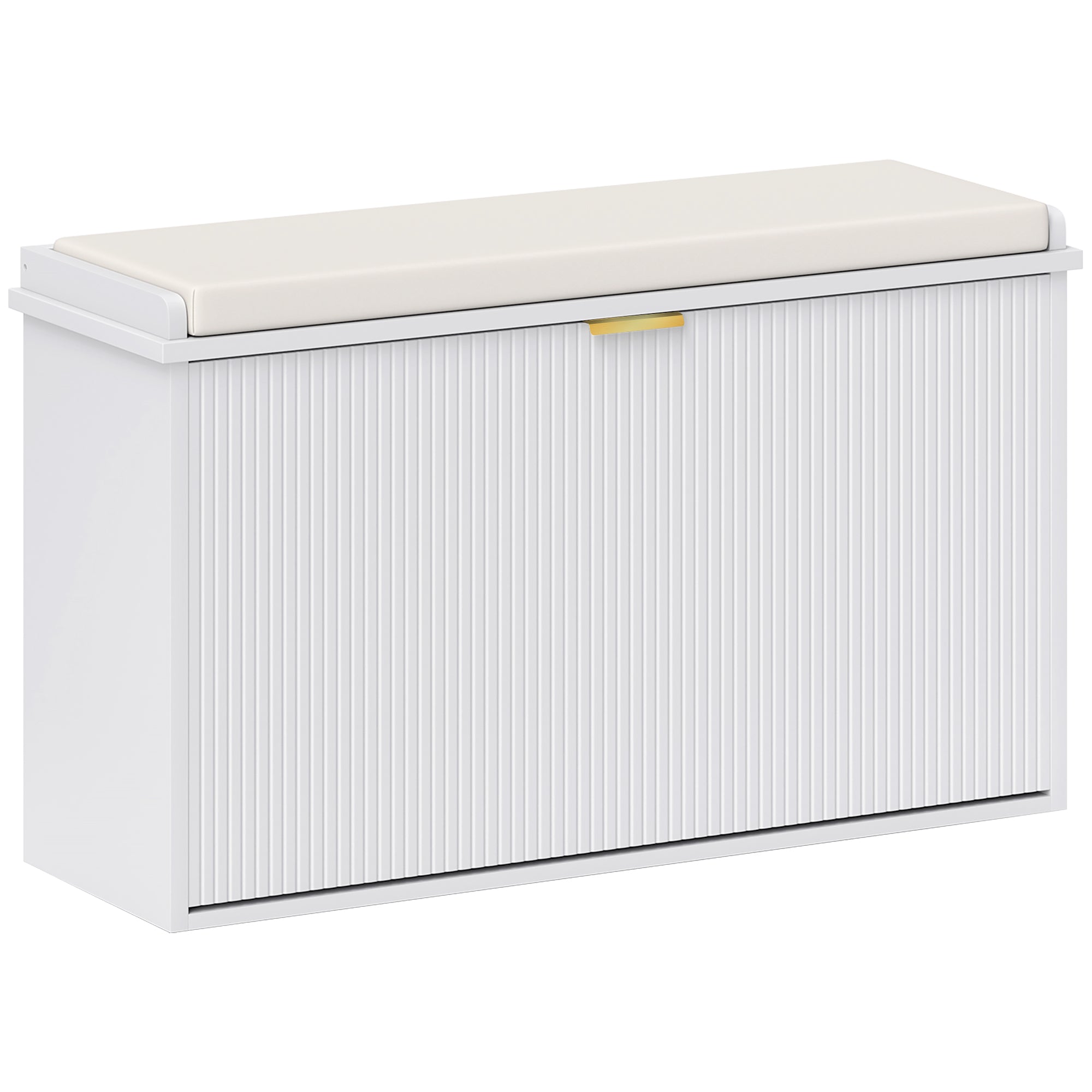 HOMCOM Elegant Eight Shoe Bench, with Top Seat - White - North Peak Garden Furniture