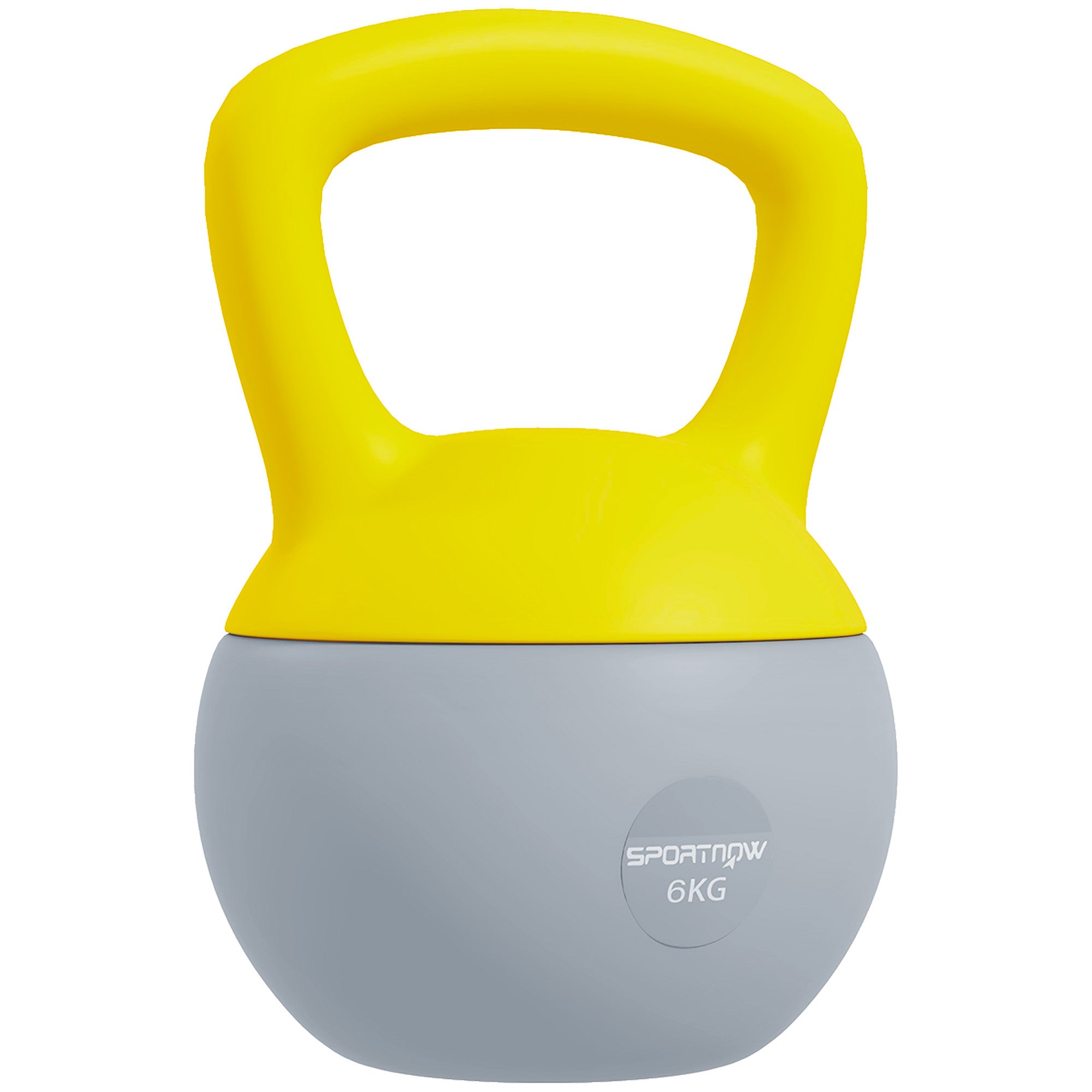 SPORTNOW Soft Kettlebell, 6kg Kettle Bell with Non-Slip Handle for Home Gym Weight Lifting and Strength Training, Yellow and Grey - North Peak Garden Furniture