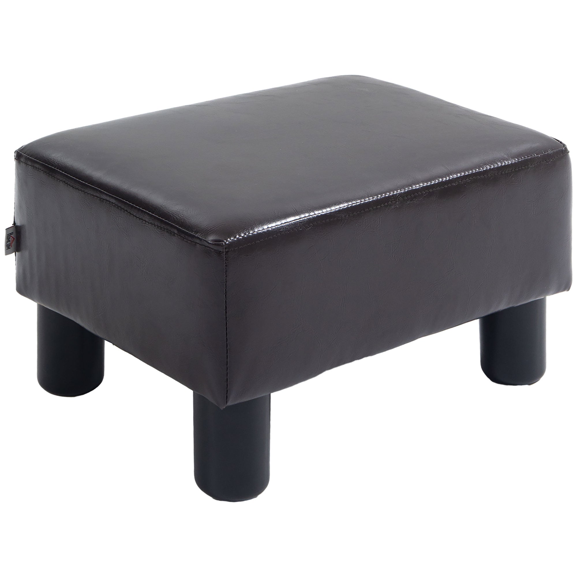 HOMCOM PU Leather Footstool Ottoman Cube with 4 Plastic Legs