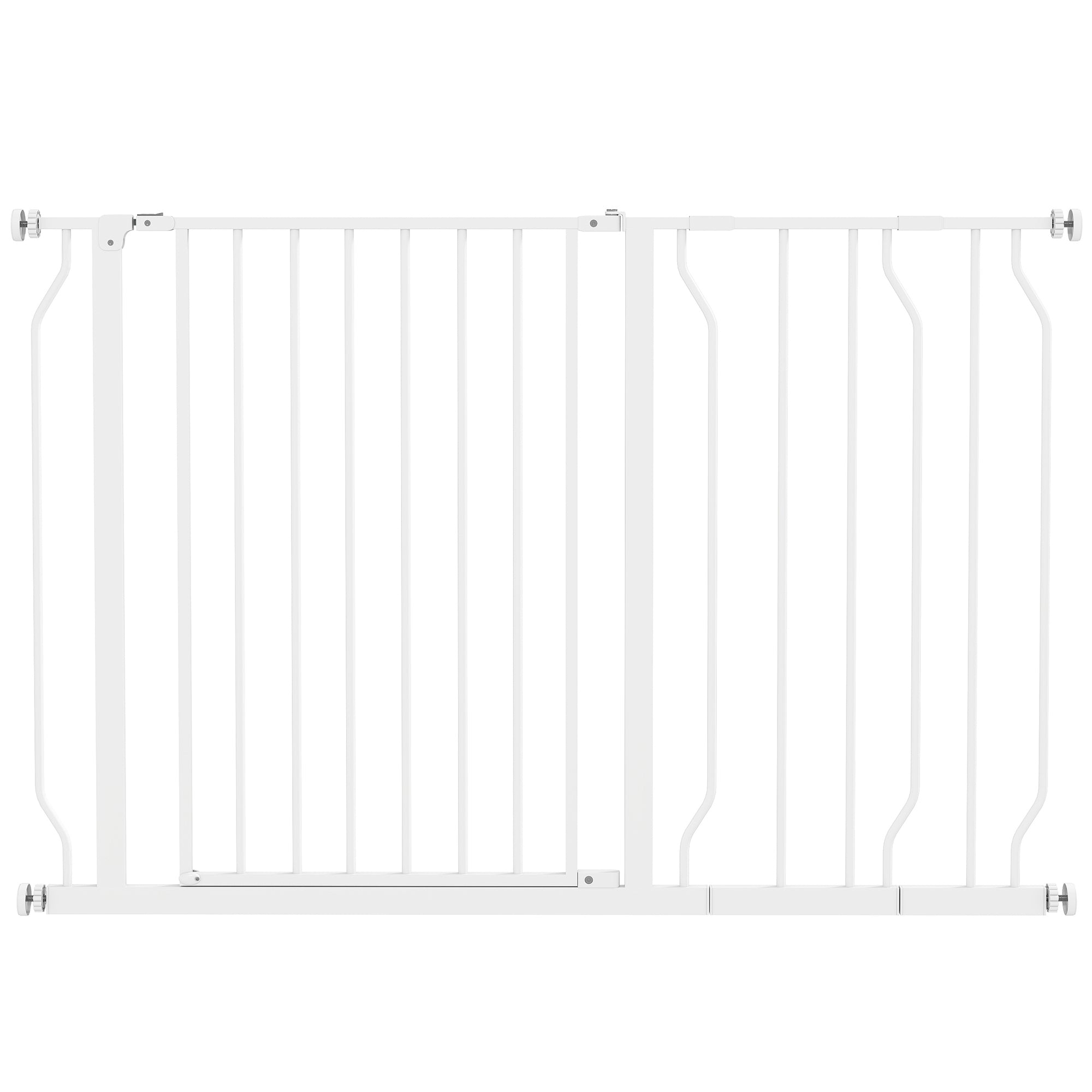 PawHut Wide Dog Safety Gate, with Door Pressure, for Doorways, Hallways, Staircases - White - North Peak Garden Furniture