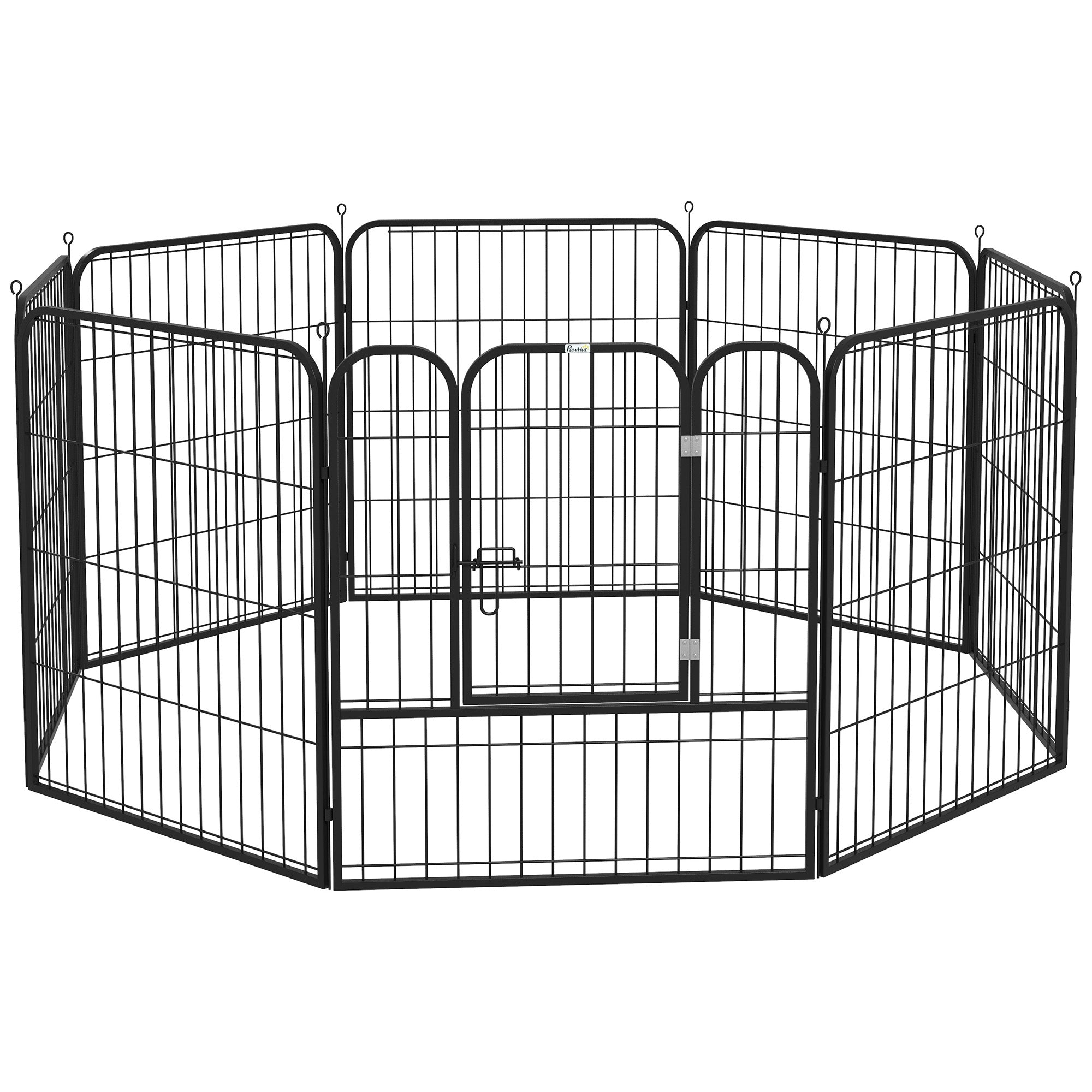 PawHut 8 Panels Heavy Duty Puppy Playpen, for Small and Medium Dogs, Indoor and Outdoor Use - Black - North Peak Garden Furniture