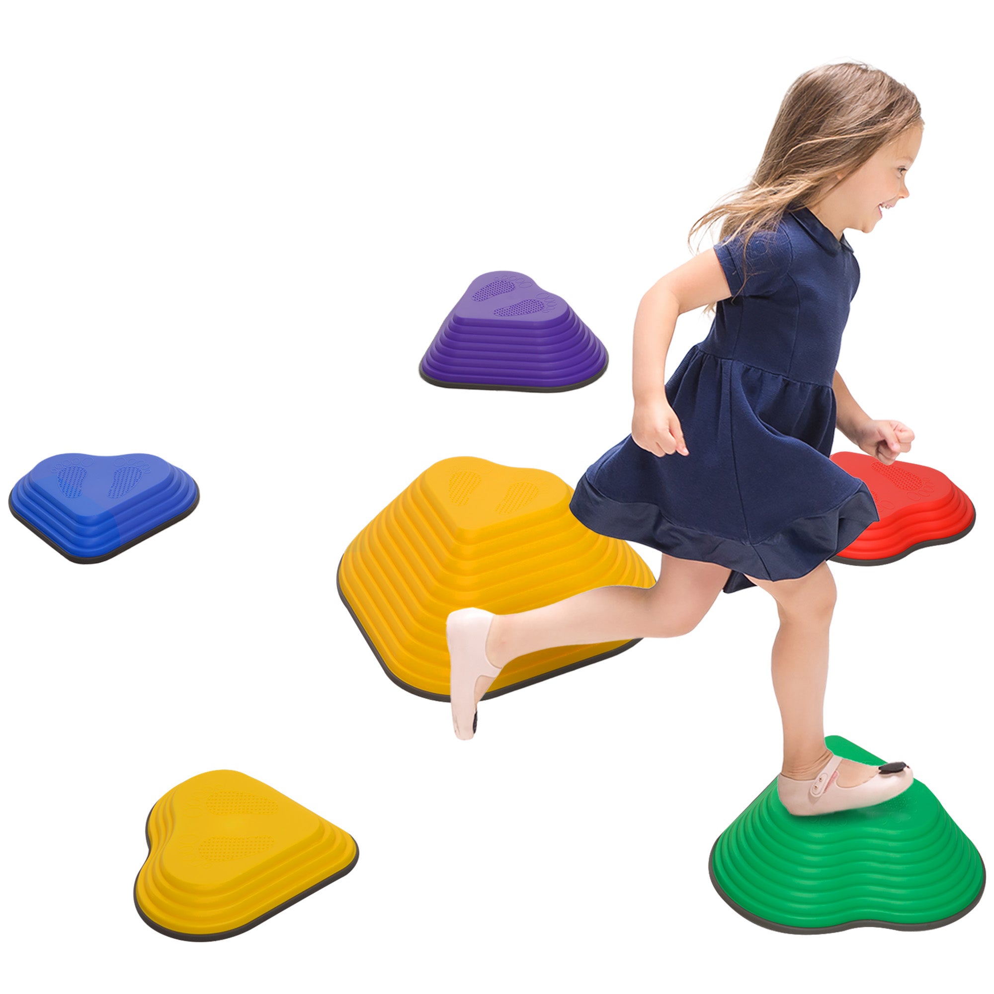 AIYAPLAY 6-Piece Heart-Shaped Kids Balance Stepping Stones and Motor Skills, Multicoloured - North Peak Garden Furniture