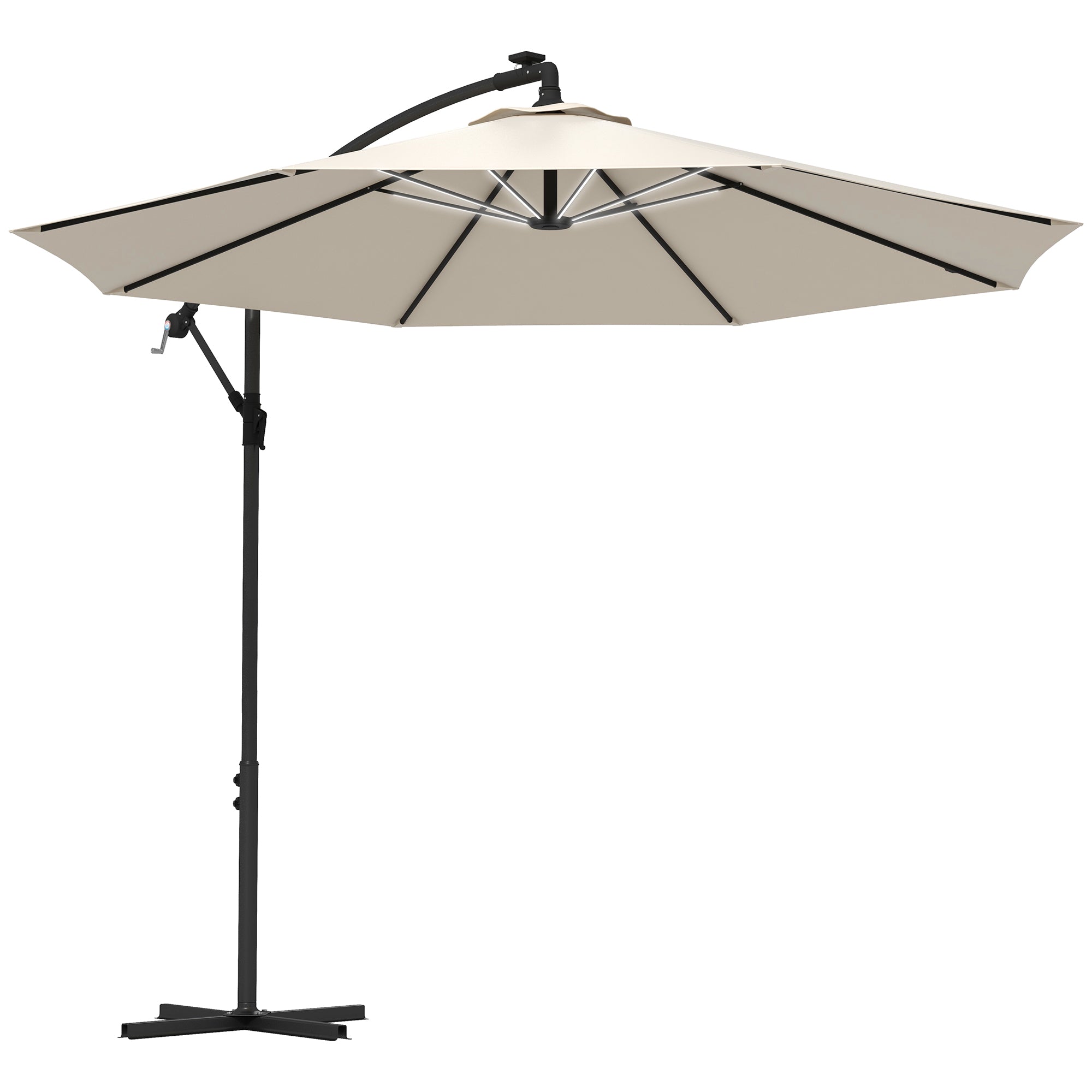 Outsunny 3m Solar LED Light Offset Cantilever Parasol - Beige - North Peak Garden Furniture