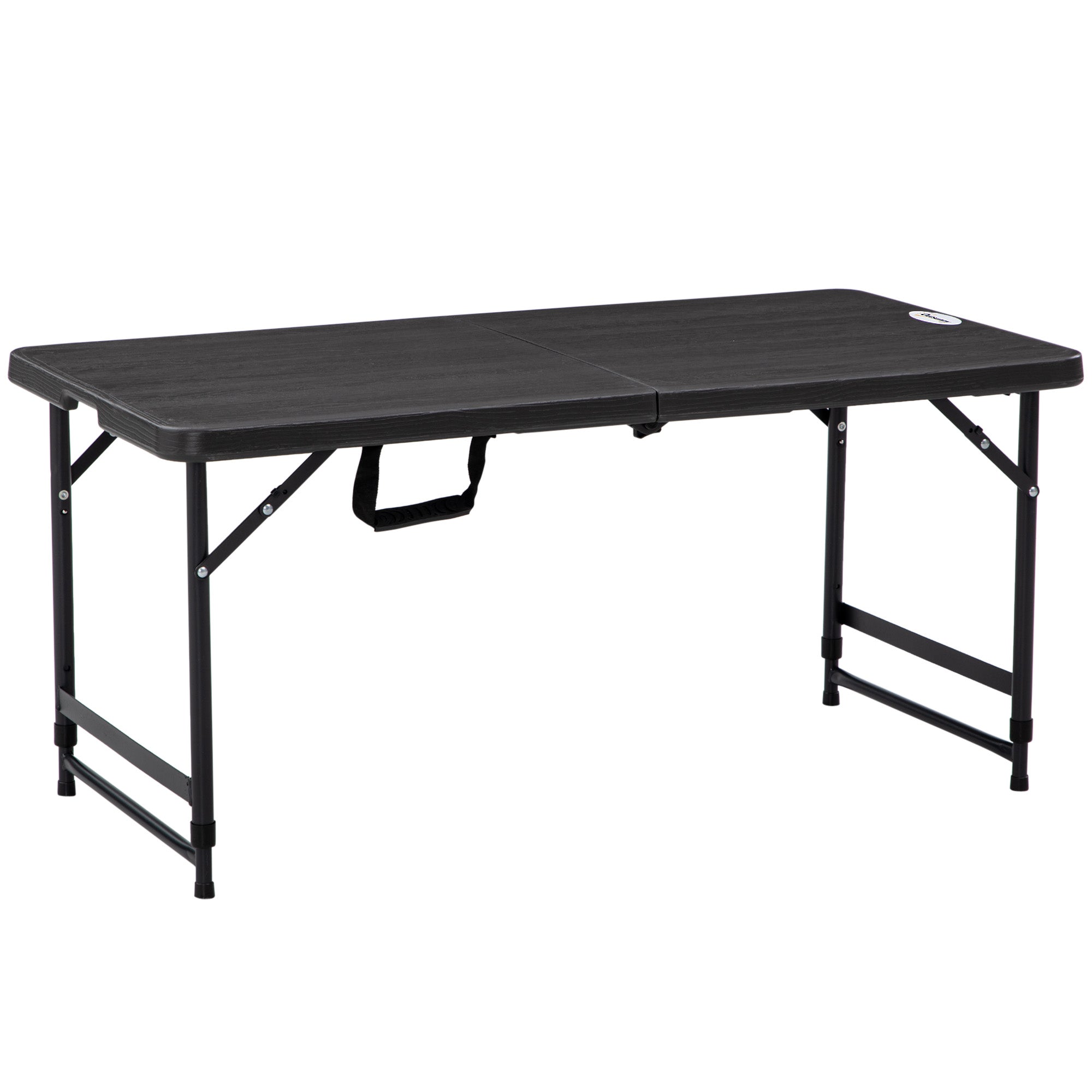Outsunny Foldable Patio Dining Table for 4, Height Adjustable Outdoor Table for Garden, Lawn, Dark Grey