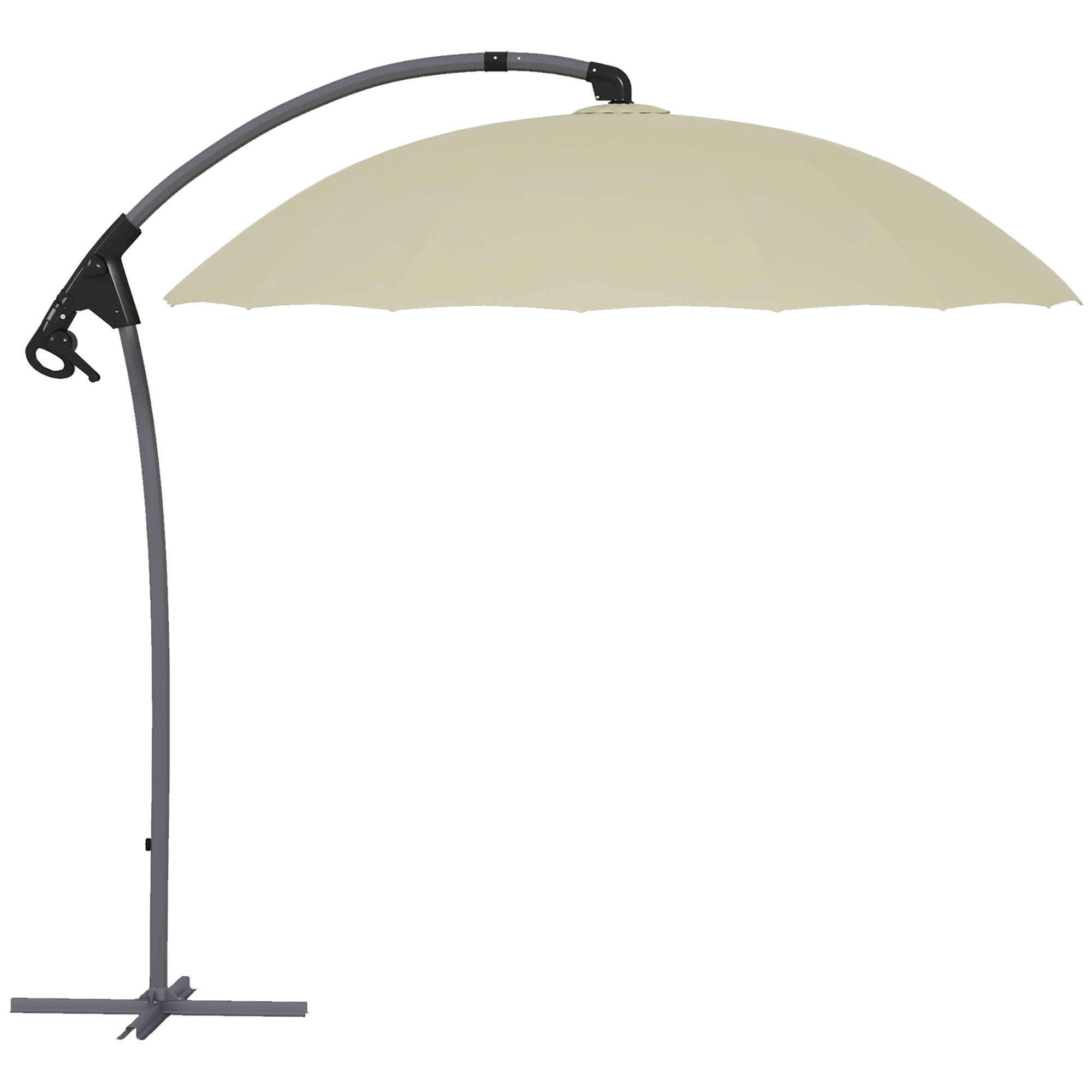 Outsunny 2.7m Cantilever Parasol, with Cross Base - Beige - North Peak Garden Furniture