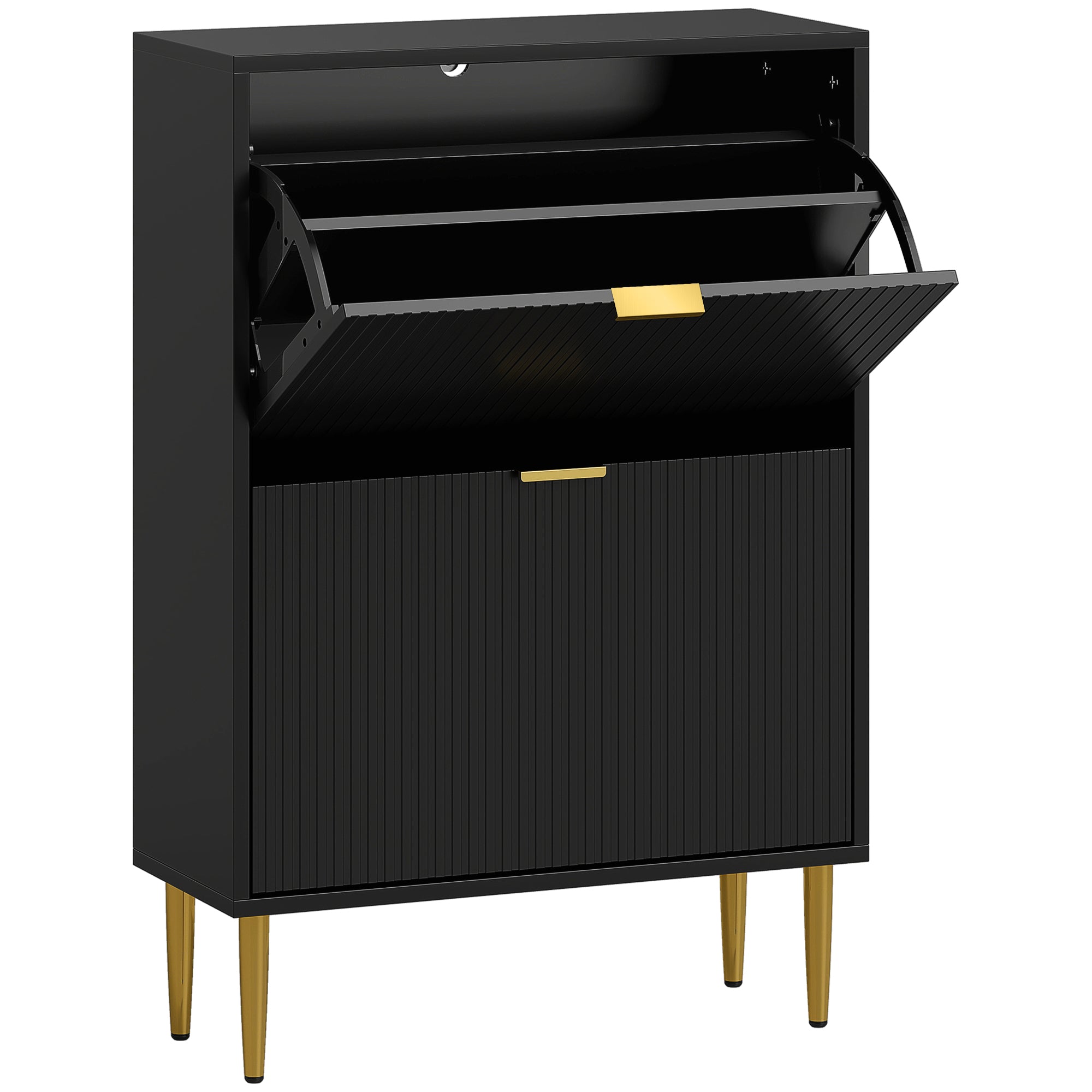 HOMCOM Elegant Two-Drawer Shoe Cabinet - Black