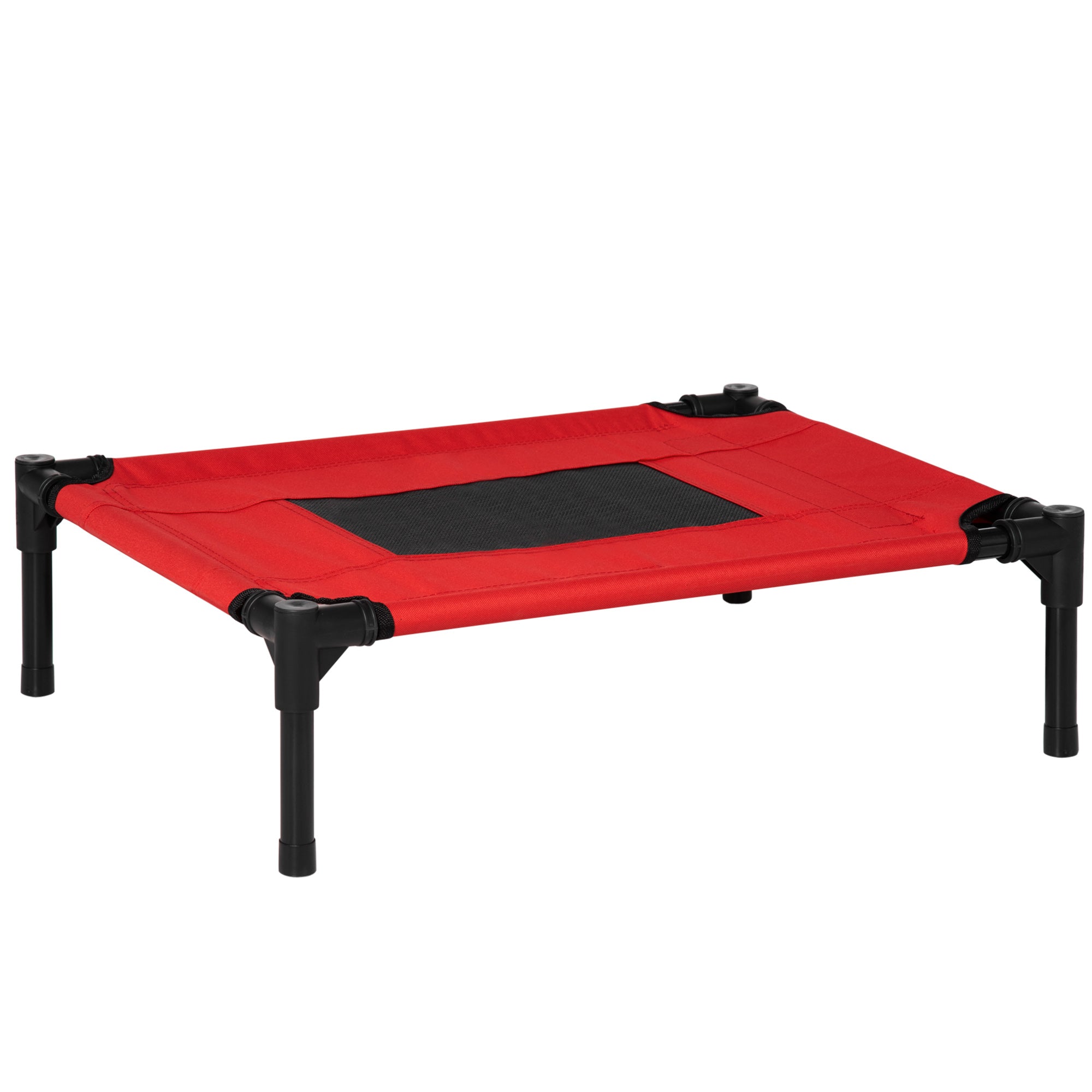 PawHut Raised Dog Bed Cat Elevated Lifted Portable Camping w/ Metal Frame Black and Red (Small) - North Peak Garden Furniture