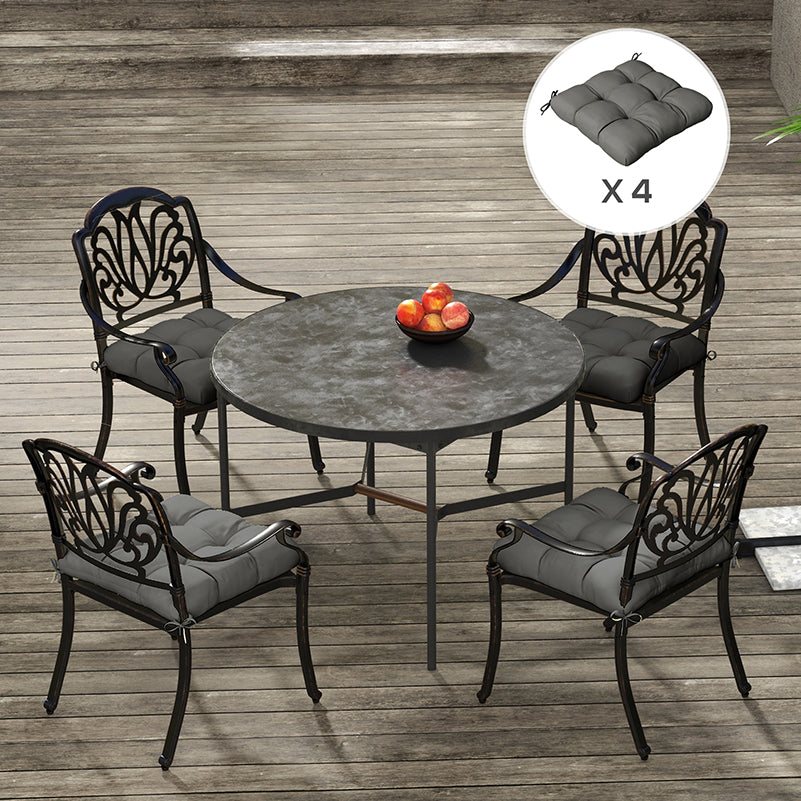 Outsunny 4-Piece Seat Cushion Pillows Replacement, Patio Chair Cushions Set with Ties for Indoor Outdoor, Charcoal Grey - North Peak Garden Furniture