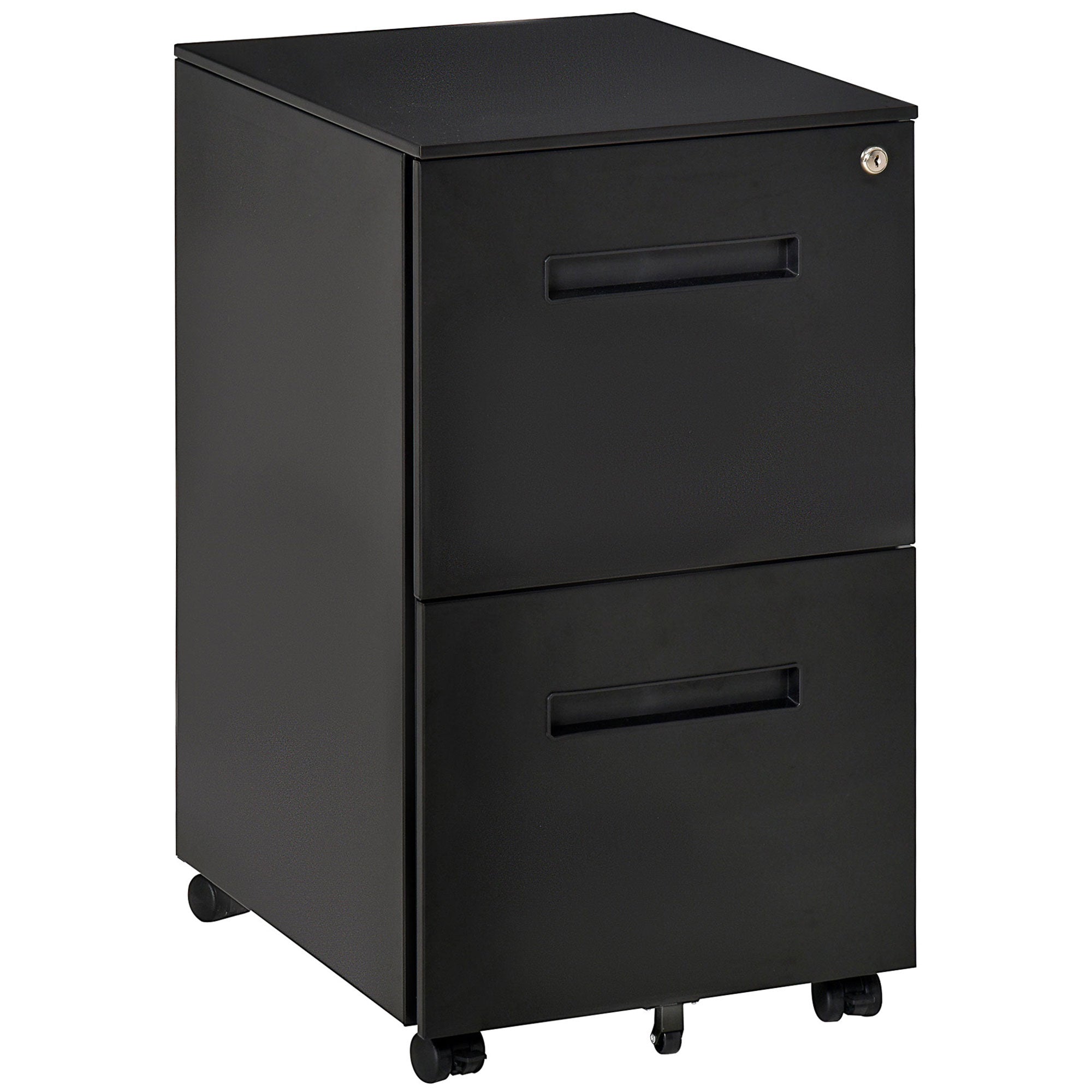 Vinsetto Mobile Steel File Cabinet, 2-Drawer Filing Cabinet, Vertical Lockable Home Office Organizer with Adjustable Partition for A4 Letter Size, Black - North Peak Garden Furniture