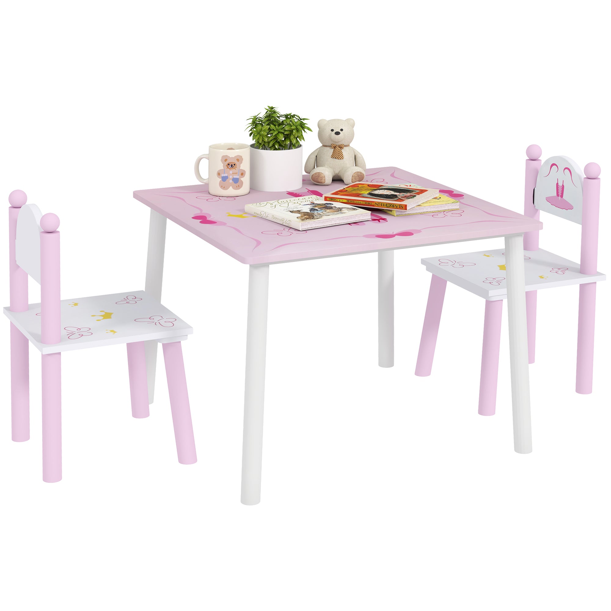AIYAPLAY Princess Design Kids Table and Chairs Set for Activity, Art, Drawing, Toddler Table and Chairs Set for Playroom, Nursery - North Peak Garden Furniture