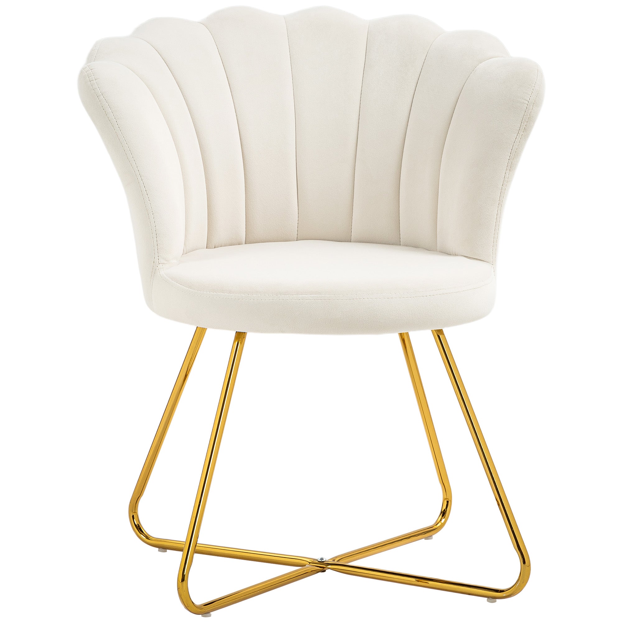 HOMCOM Velvet-Feel Lotus Petal Accent Chair - Cream - North Peak Garden Furniture