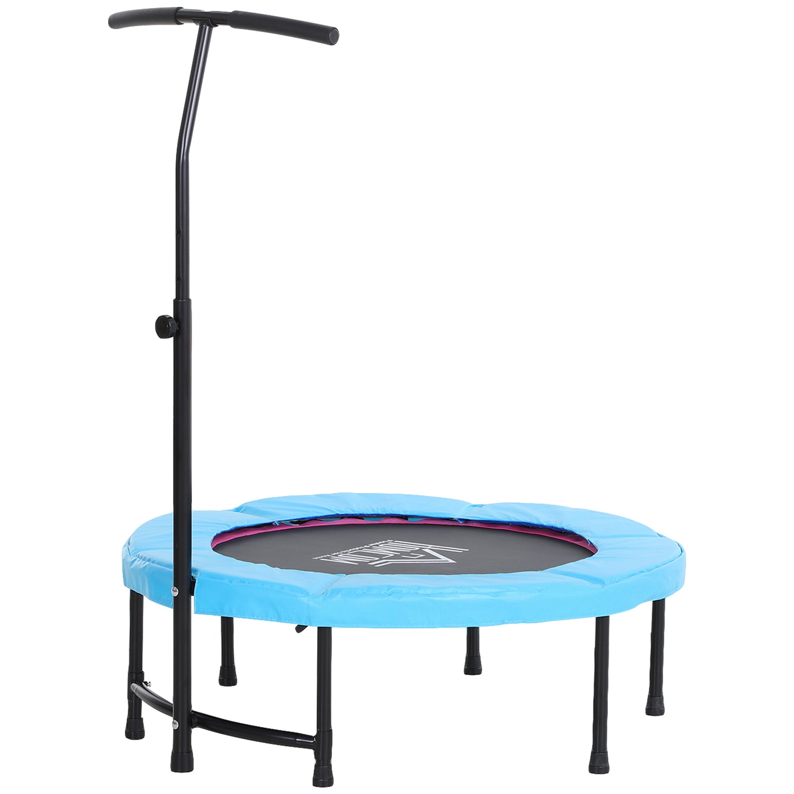 HOMCOM 40'' Fitness Trampoline with Adjustable Handle, Rebounder Trampoline Mini Jumper for Indoor Exercise Workout, Support Up to 100kg, Blue - North Peak Garden Furniture