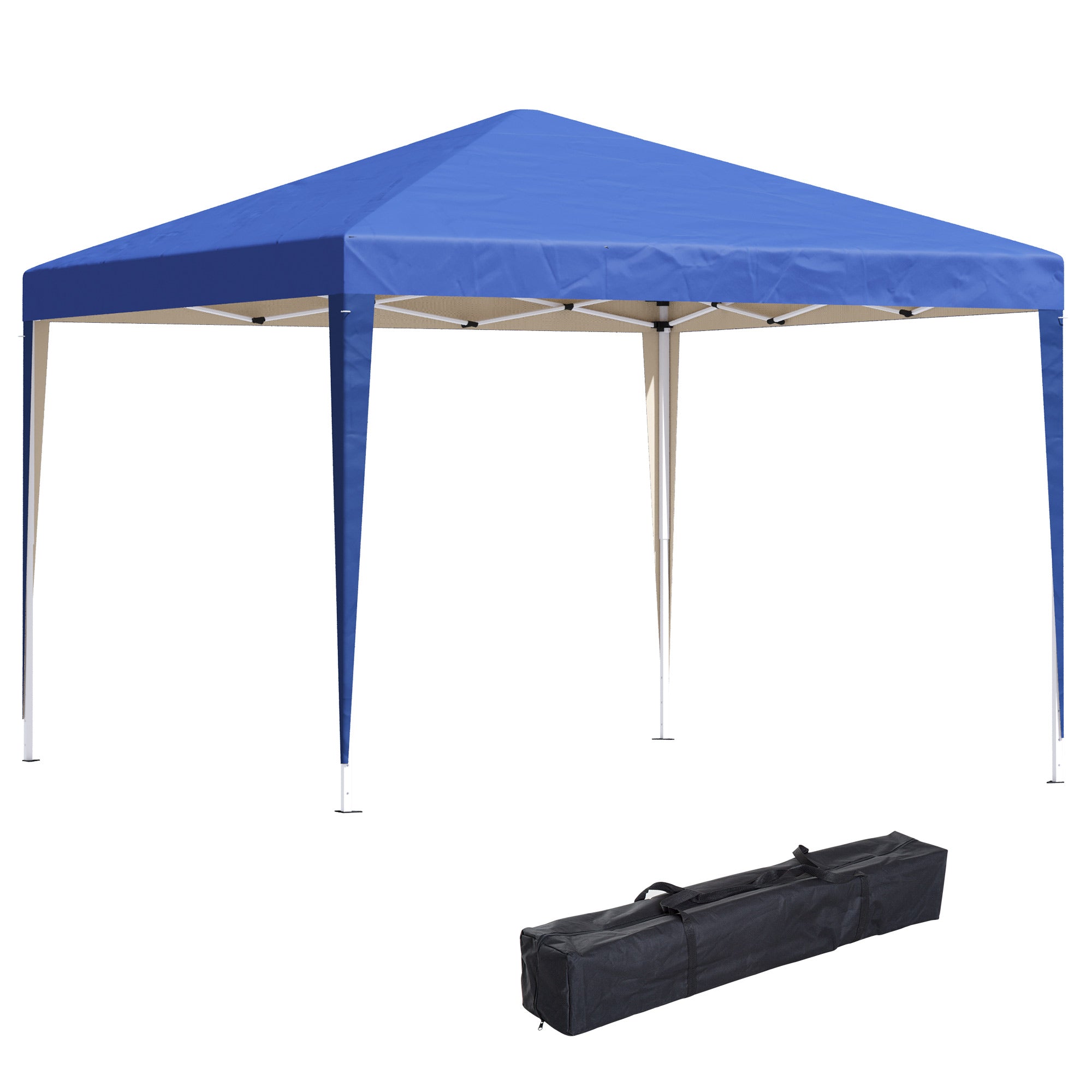 Outsunny 3 x 3M Garden Pop Up Gazebo Height Adjustable Marquee Party Tent Wedding Canopy with Carrying Bag, Blue - North Peak Garden Furniture