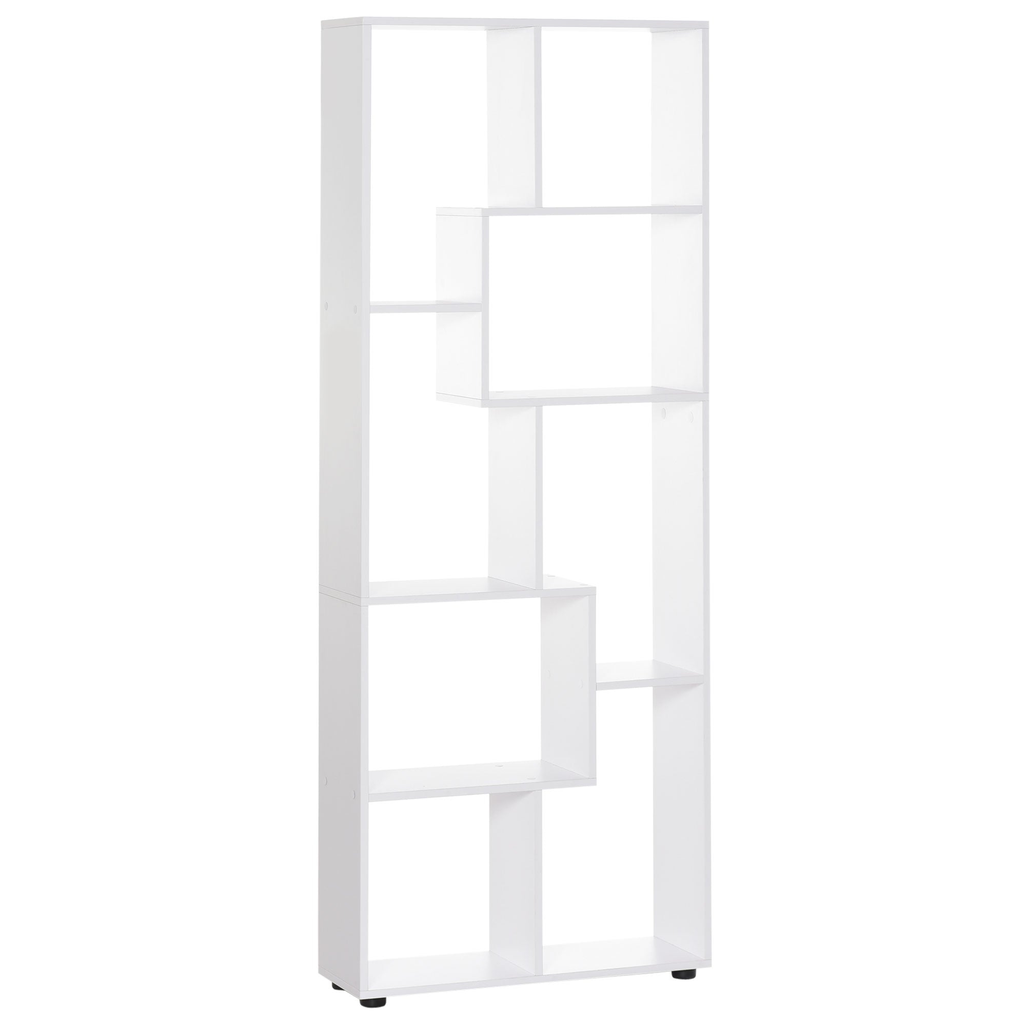 HOMCOM 8-Tier Freestanding Bookcase w/ Melamine Surface Anti-Tipping Foot Pads Home Display Storage Grid Stand Bedroom Living Room Furniture Modern Style - White - North Peak Garden Furniture