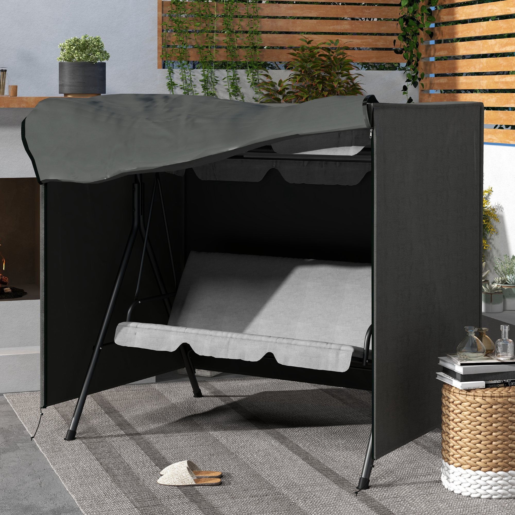 Outsunny 152 x 177cm Three-Seater Swing Chair Protective Cover Grey - North Peak Garden Furniture