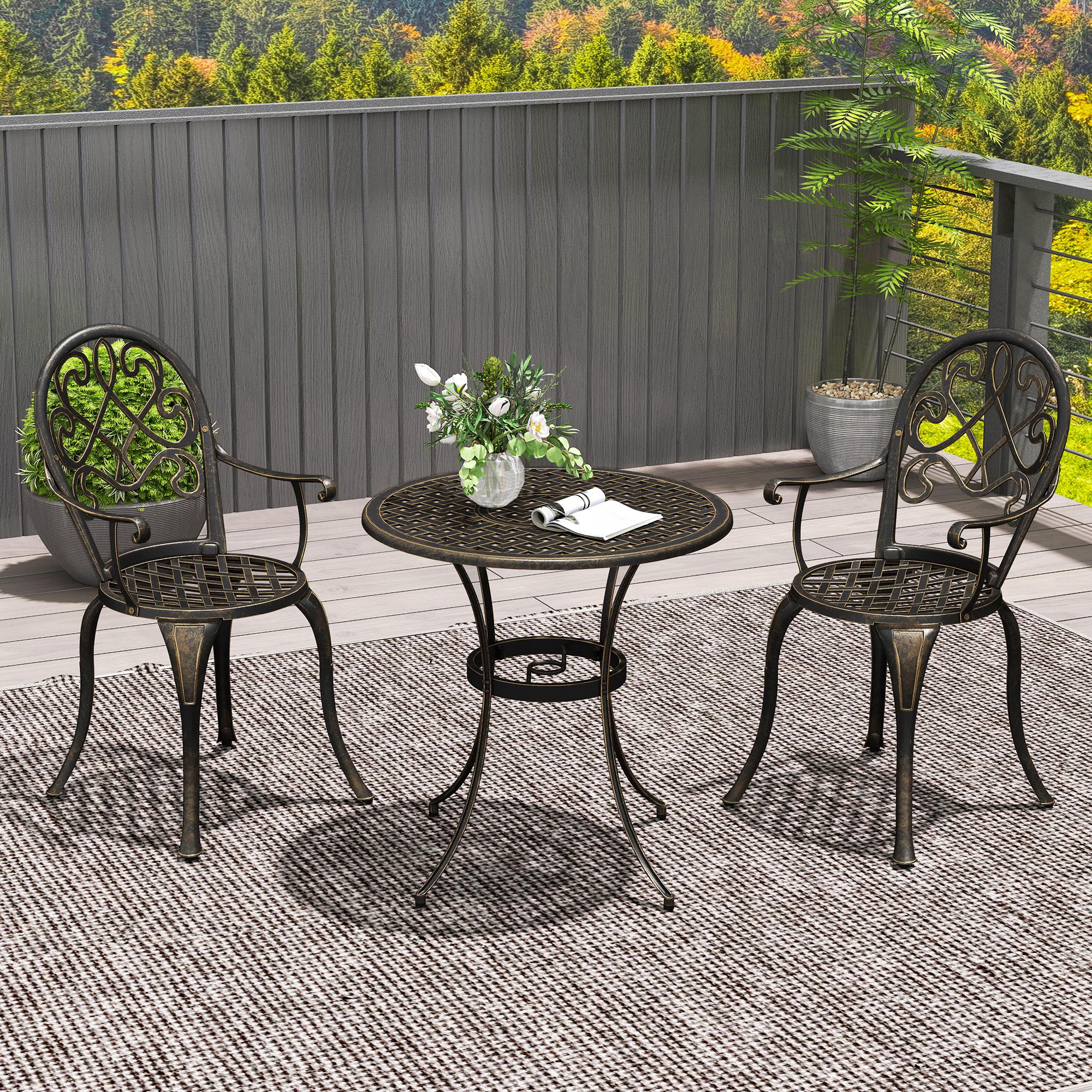 Outsunny Three-Piece Elegant Aluminium Garden Set - Bronze Tone - North Peak Garden Furniture