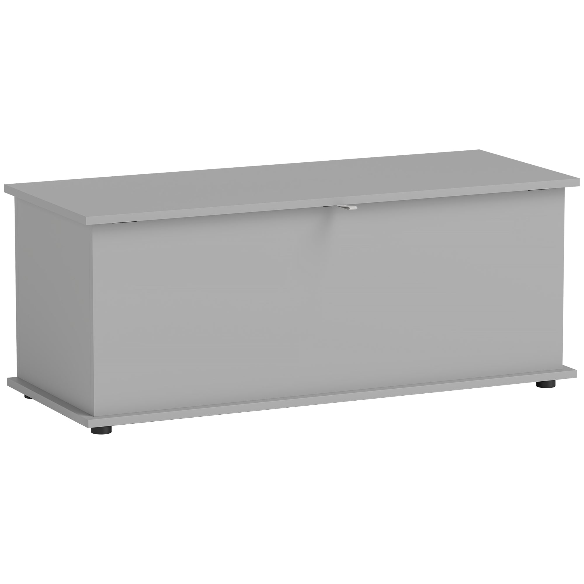 HOMCOM 113L Storage Chest, Storage Box with Flip-Top Lid and 2 Safety Hinges, Storage Trunk for Living Room, Entryway, 100 x 40 x 40 cm, Grey - North Peak Garden Furniture