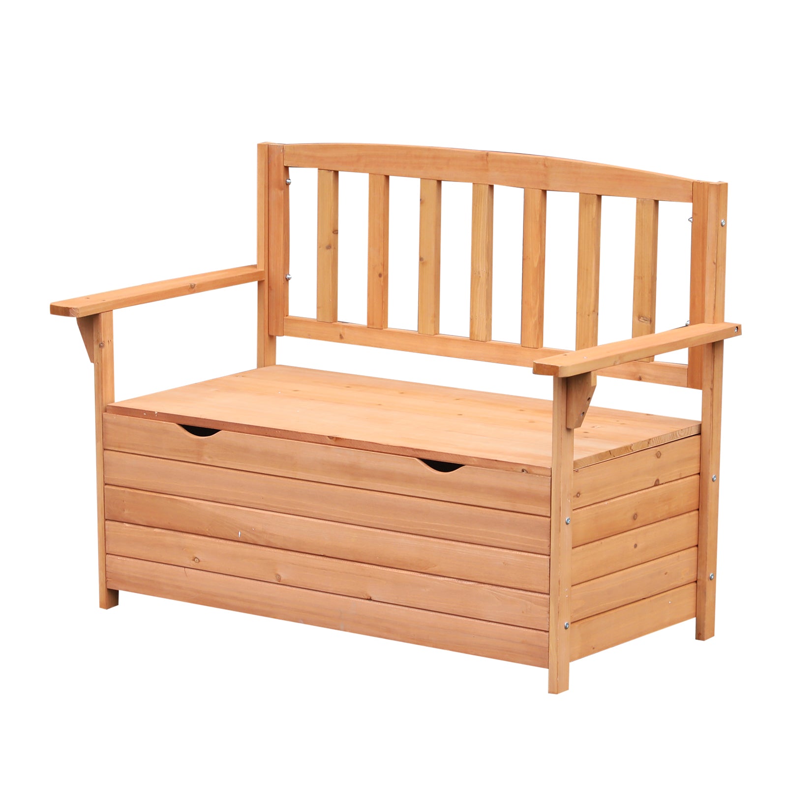 Outsunny Outdoor 2 Seater Garden Wooden Storage Bench Box Patio Seating Furniture Chair 112L x 84H x 58W cm - North Peak Garden Furniture