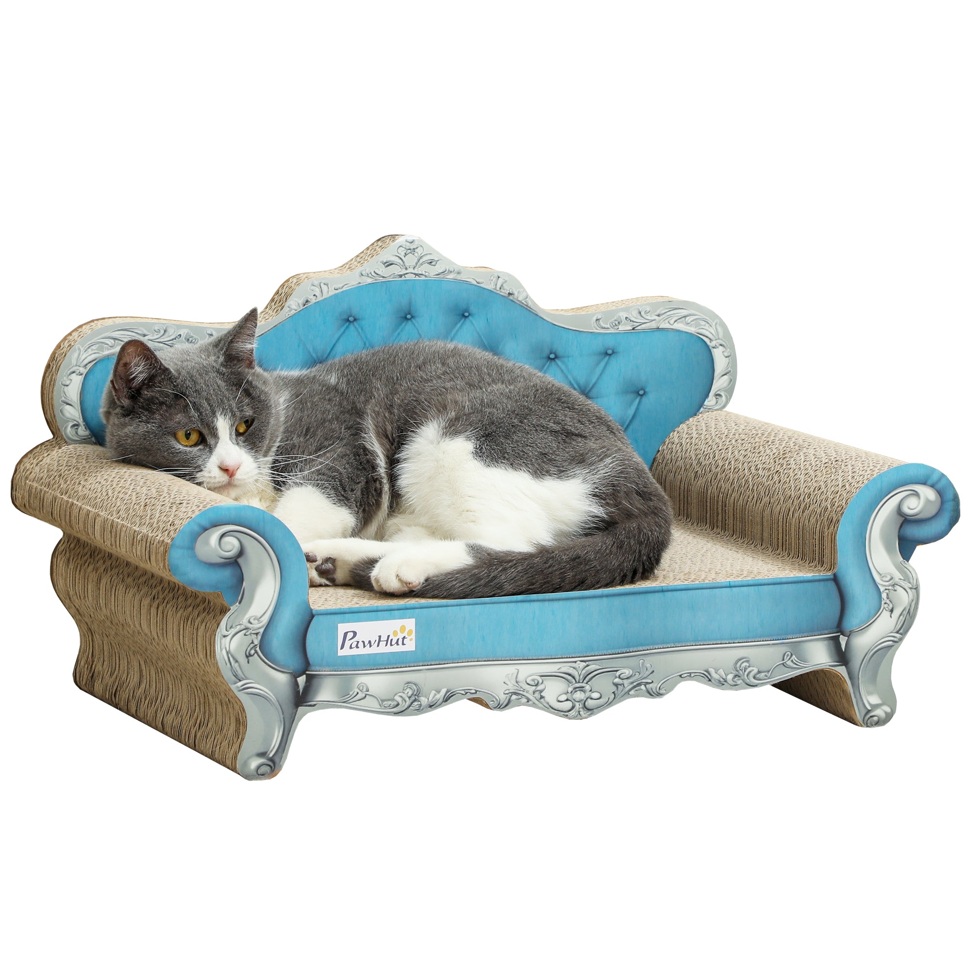 PawHut 2 in 1 Cat Scratcher with Catnip for Indoor Cats, 30.5 x 55 x 31.5cm, Light Blue - North Peak Garden Furniture