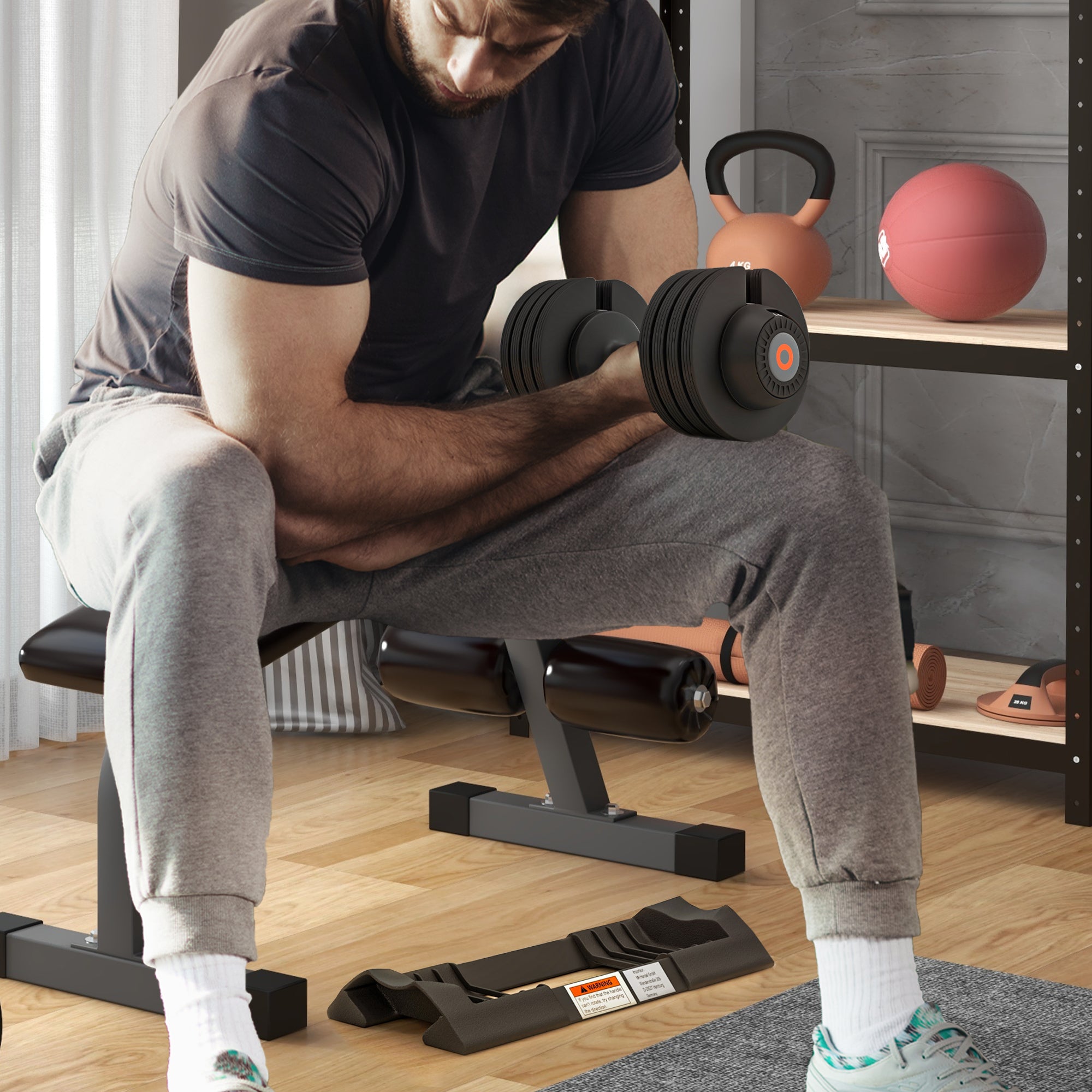 SPORTNOW Adjustable Dumbbells Set, 4-in-1 Weights Set with Storage Tray, Non-Slip Handle, 7kg, 13kg, 18kg, 24kg - North Peak Garden Furniture