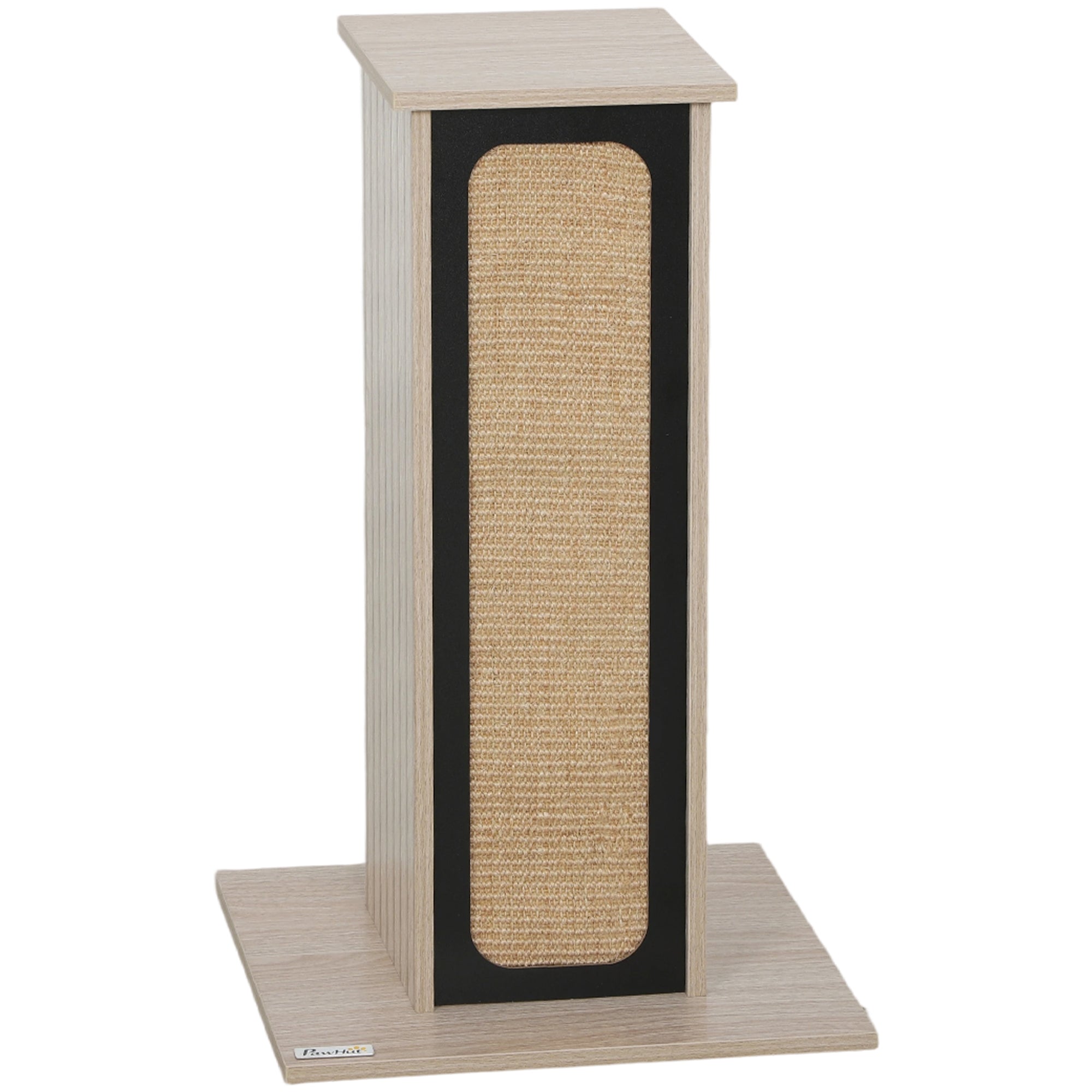 PawHut 63cm Cat Scratching Post, Cat Scratcher with Replaceable Scratching Board, Top Perch, Sisal Scratch Mat, Oak