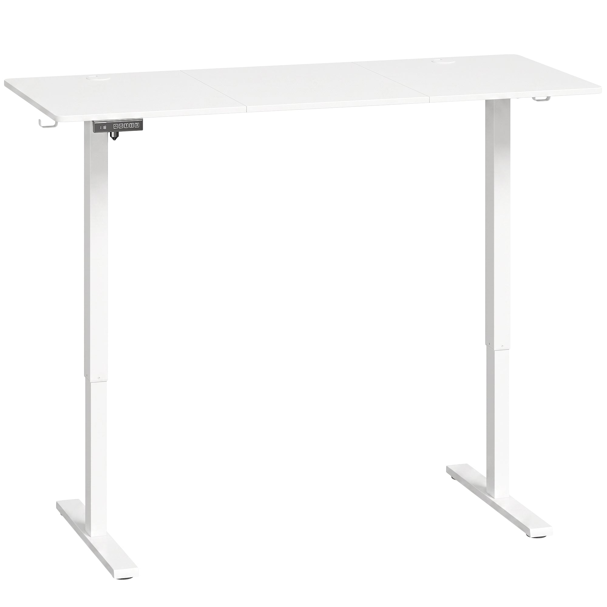 HOMCOM Standing Desk Memory Control Height Adjustable Desk 2 Cable Holes LED Display Sit Stand Desk White