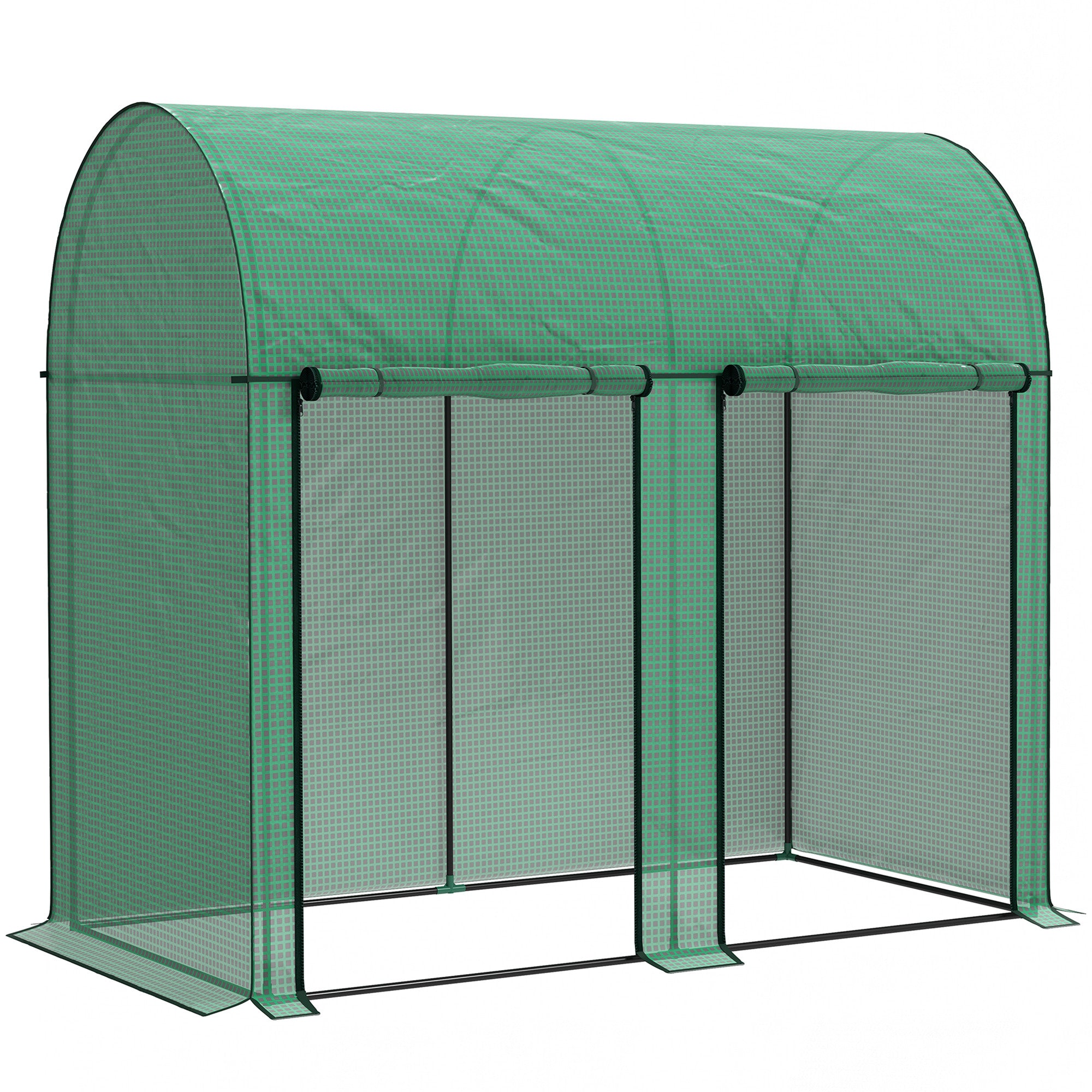 Outsunny 200 x 100cm Walk-In Greenhouse, with Zipped Doors - Green
