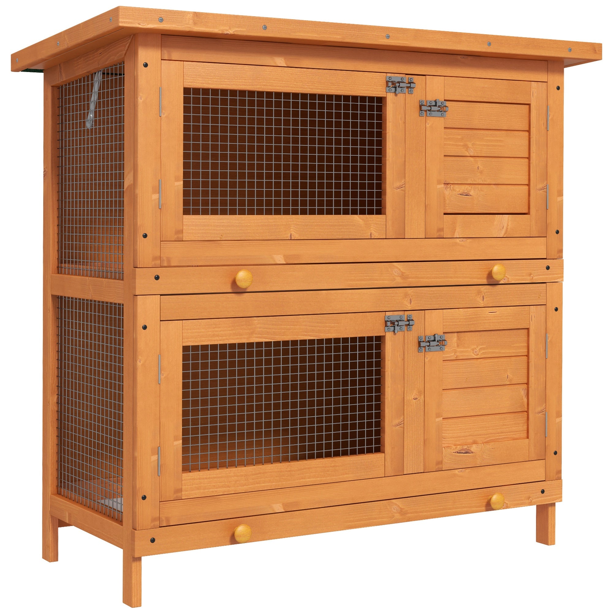 PawHut Rabbit Hutch Outdoor Guinea Pig Hutch Wooden Duck House Pet Cage with Opening Roof, 90 x 45 x 90cm - North Peak Garden Furniture