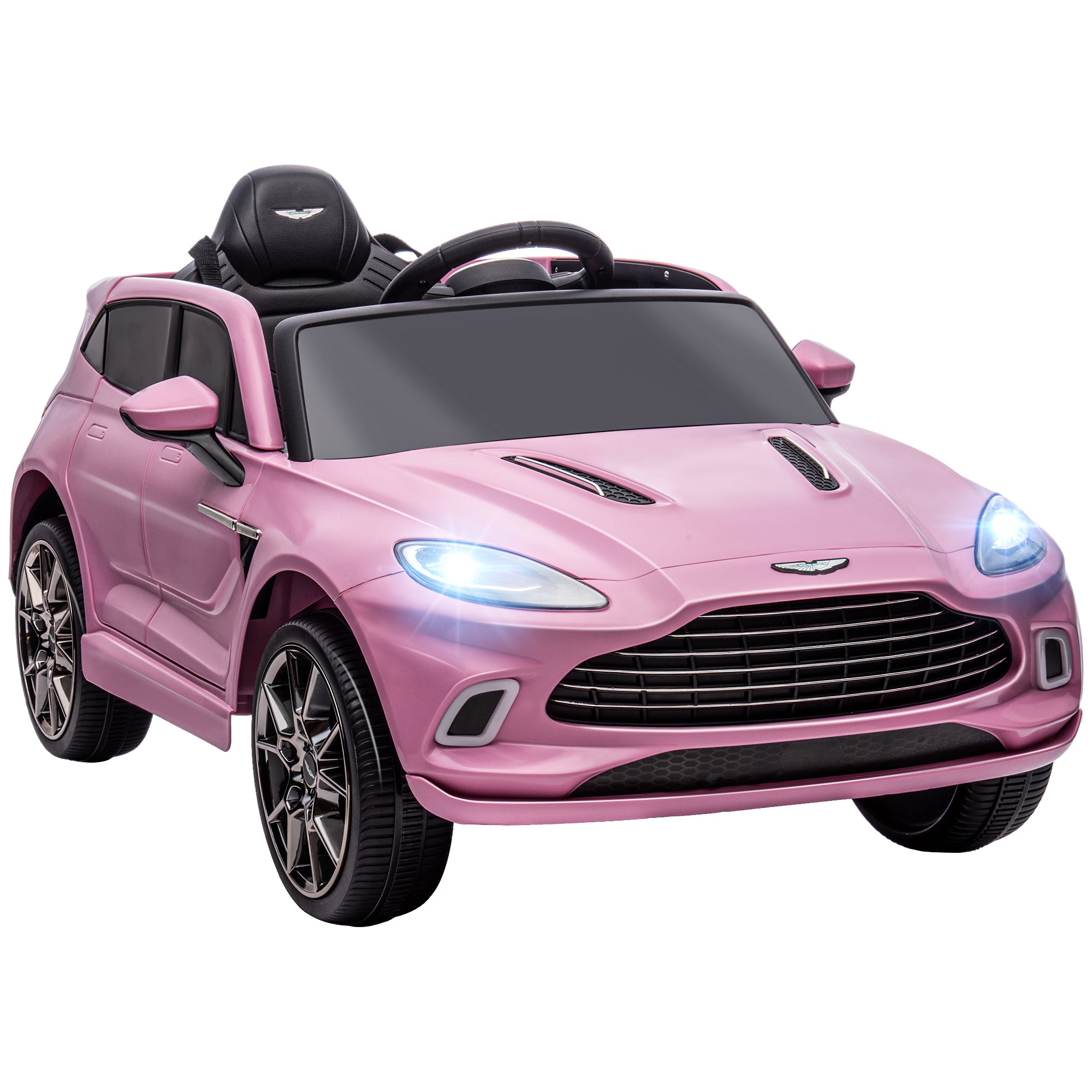 AIYAPLAY Aston Martin DBX Licensed Battery Powered Kids Electric Car, 12V Kids Ride on Car w/ Lights, Music Horn, Pink - North Peak Garden Furniture
