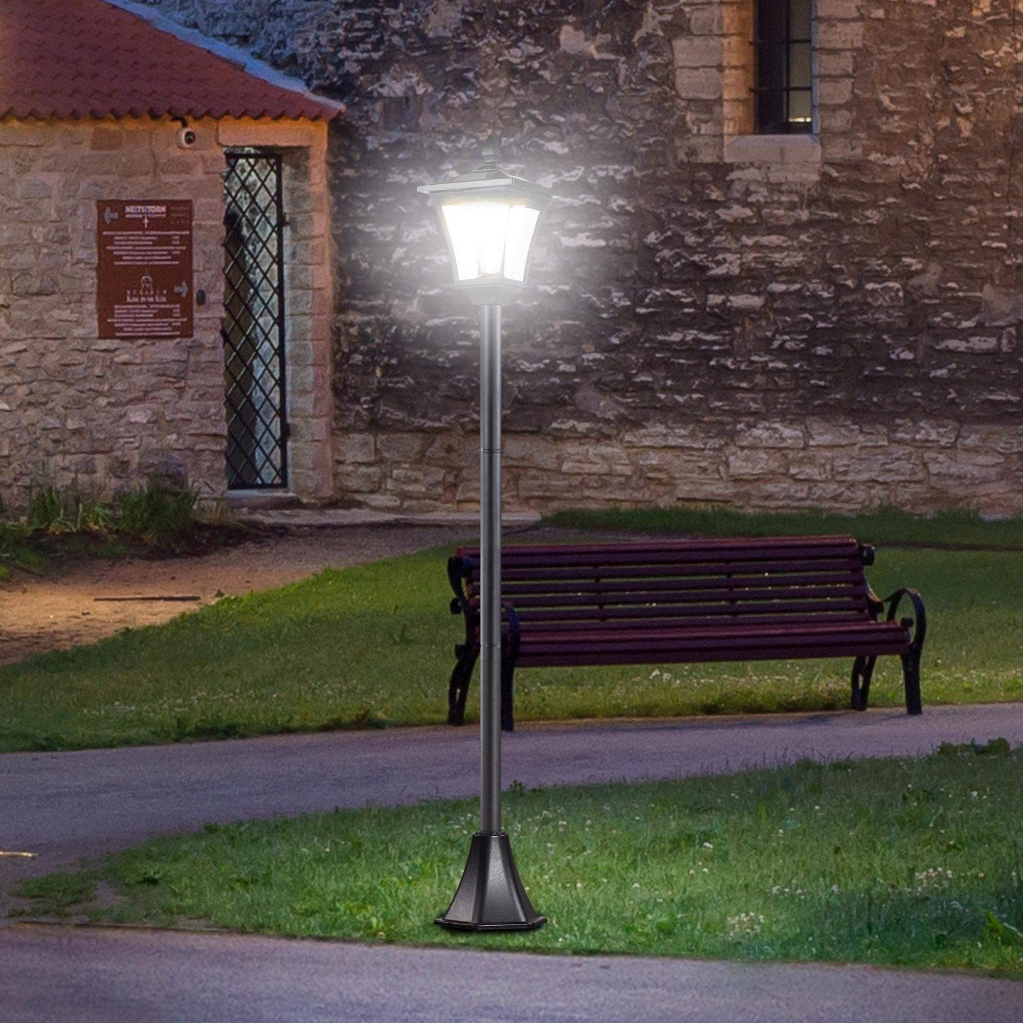 Outsunny Outdoor Garden Solar Post Lamp Sensor Dimmable LED Lantern Bollard Pathway 1.6M Tall – Black - North Peak Garden Furniture