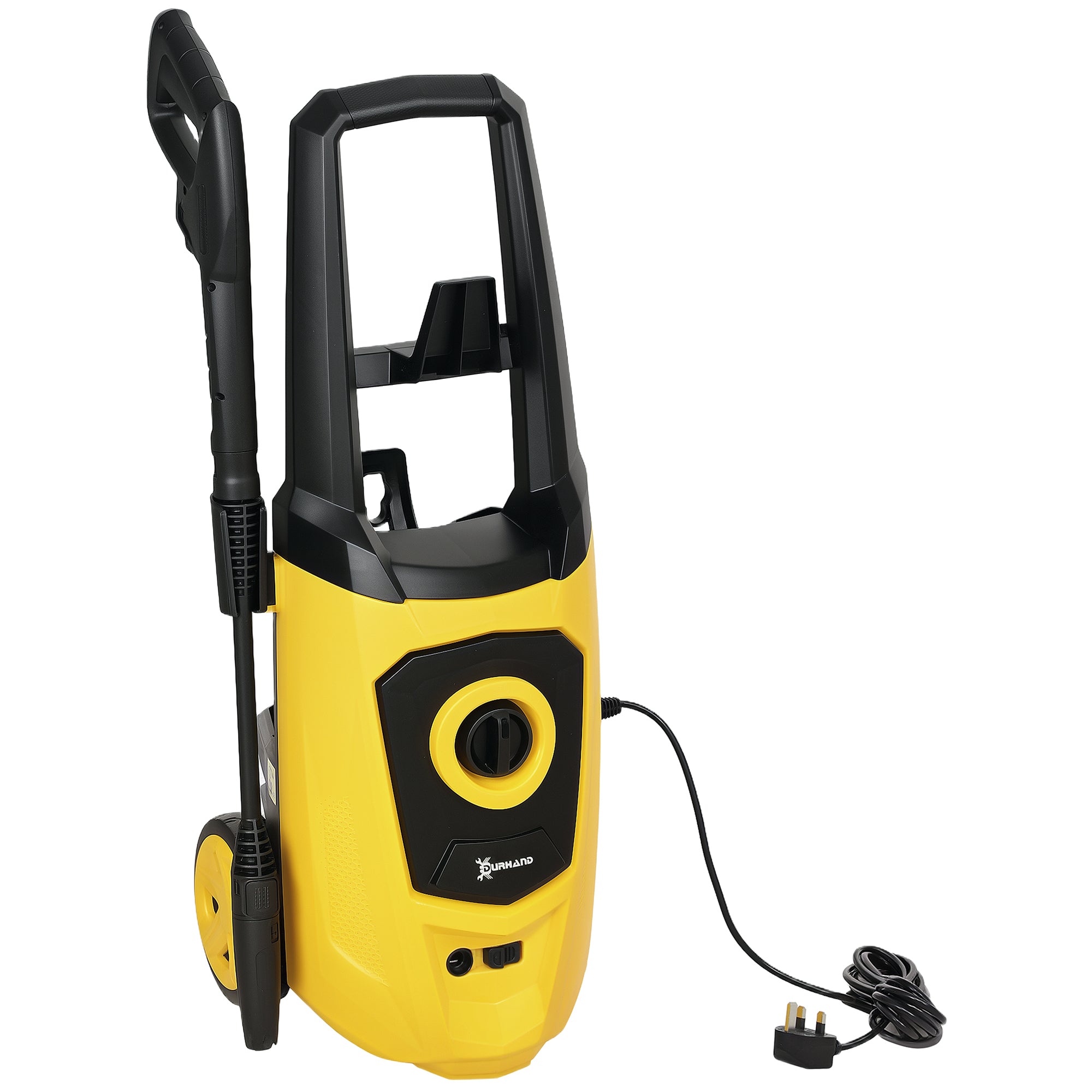 DURHAND 1800W High Pressure Washer, 150 Bar Pressure, 510 L/h Flow, High-Performance Portable Power Washer Jet Wash Cleaner with 6M Hose, Snow Foam Bottle for Garden, Car, Furniture, Yellow