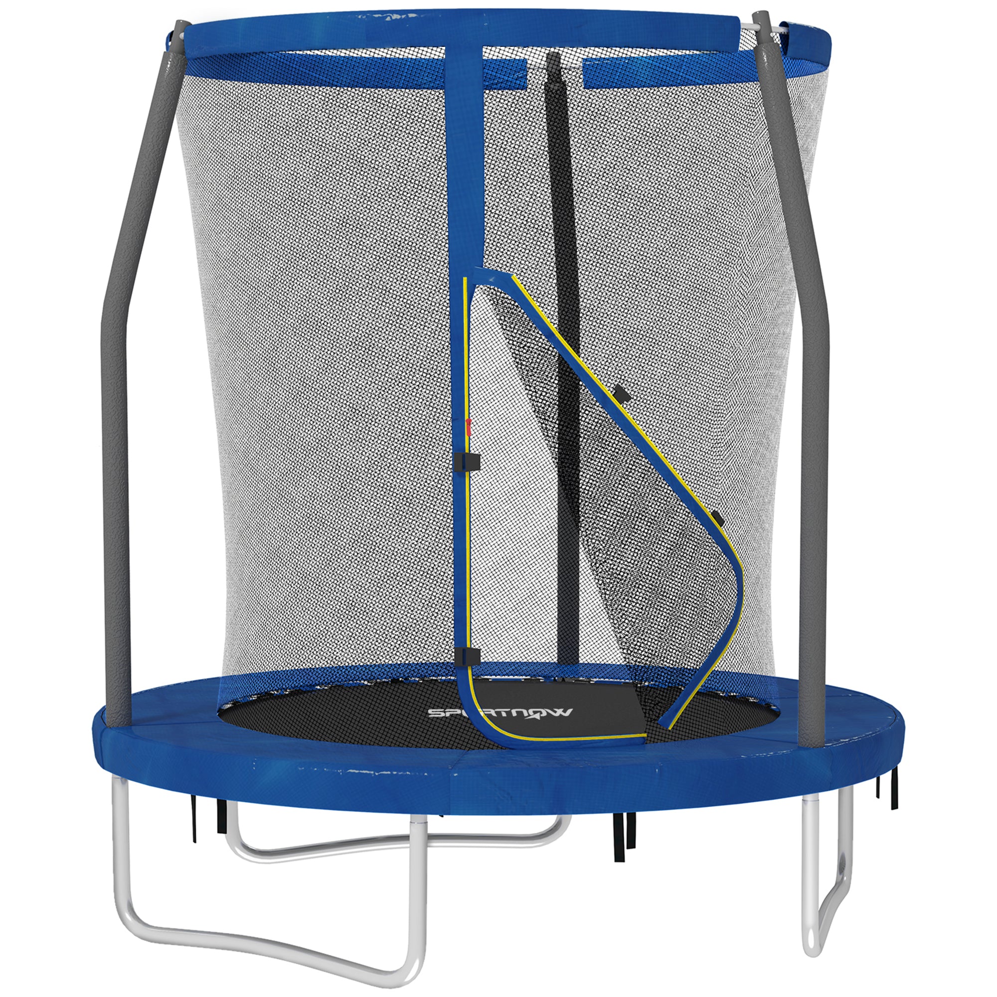 SPORTNOW 6ft Trampoline with Safety Enclosure Net, Steel Frame Outdoor Trampoline, Jumping Mat with Edge Safety Cover for Fitness, Blue - North Peak Garden Furniture