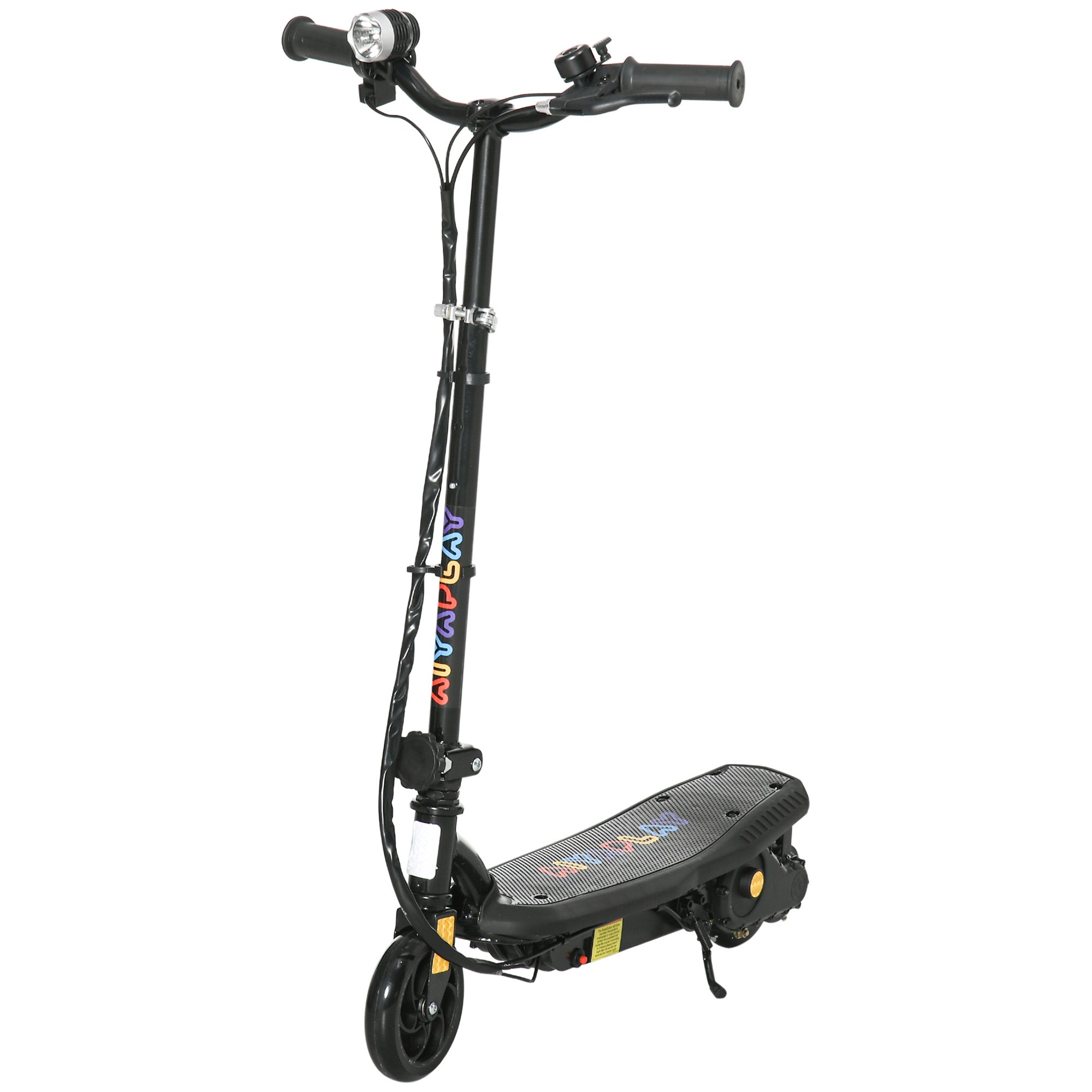 HOMCOM Foldable Electric Scooter, with LED Headlight, for Ages 7-14 Years - Black - North Peak Garden Furniture