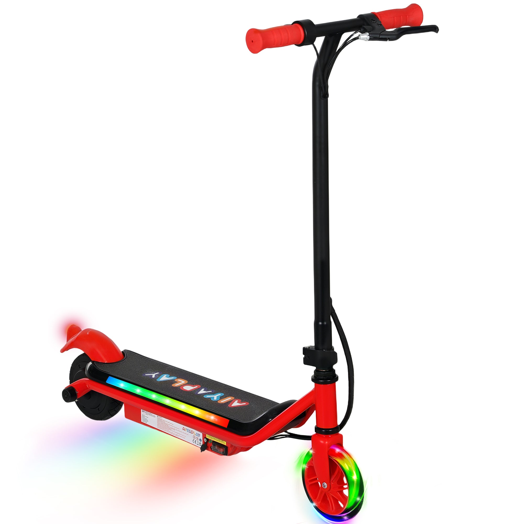 AIYAPLAY Electric Scooter for Kids Ages 6-14, with Dual Brakes, Flash Wheel and Colourful Light, Kids Electric Scooter E Scooter, Up to 12 KM/H & 10 KM, Red - North Peak Garden Furniture