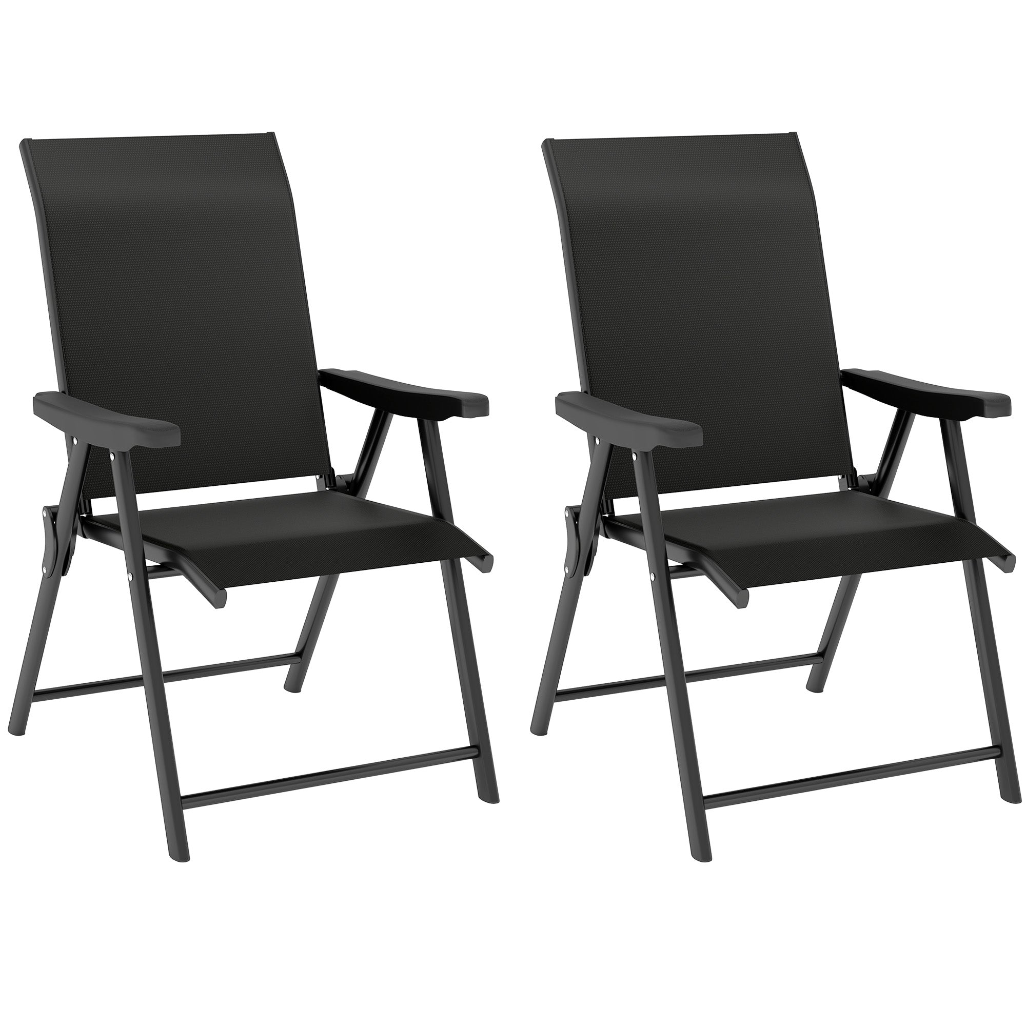 Outsunny Set of Two Folding Outdoor Chairs - Black - North Peak Garden Furniture