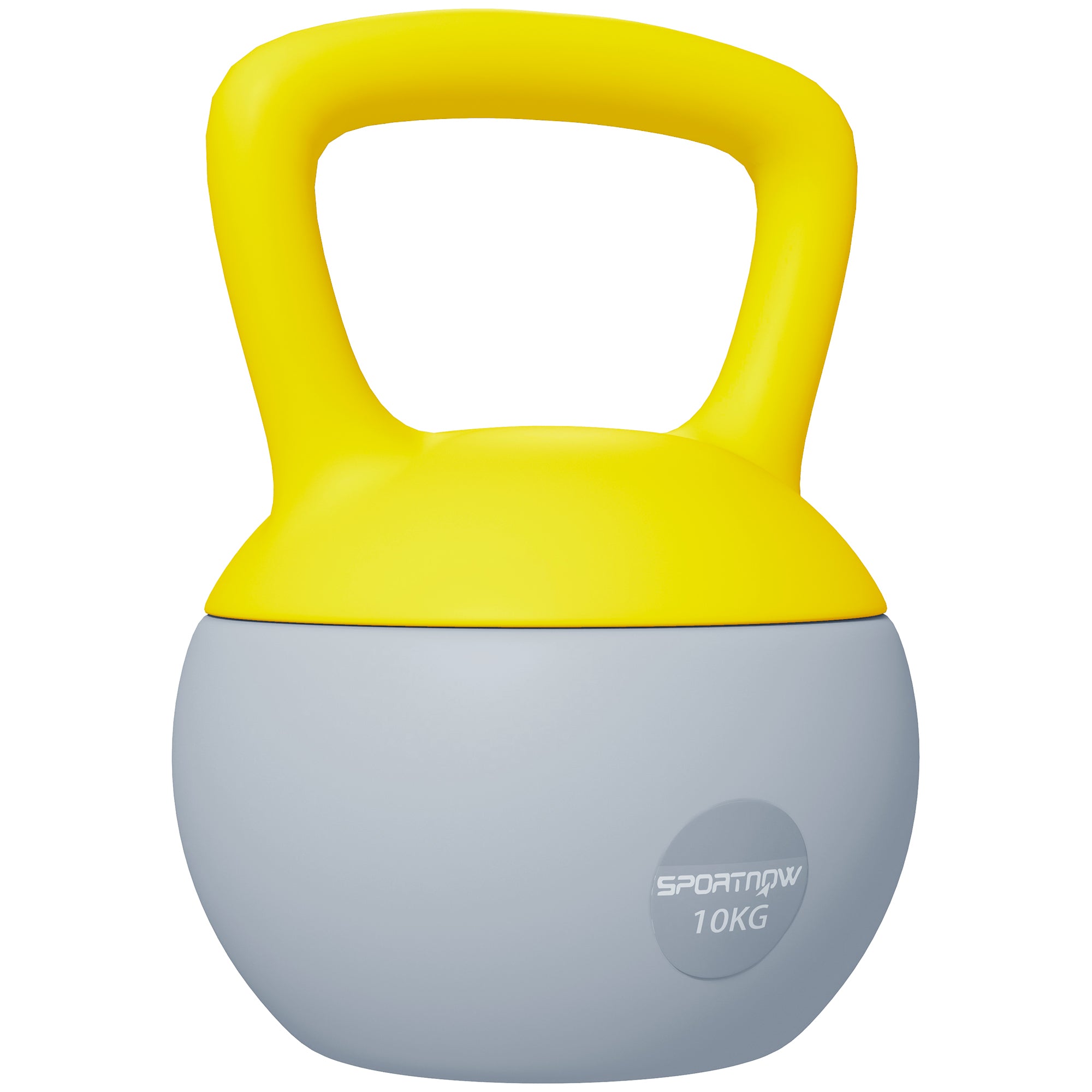 SPORTNOW Soft Kettlebell, 10kg Kettle Bell with Non-Slip Handle for Home Gym Weight Lifting and Strength Training, Yellow and Grey - North Peak Garden Furniture