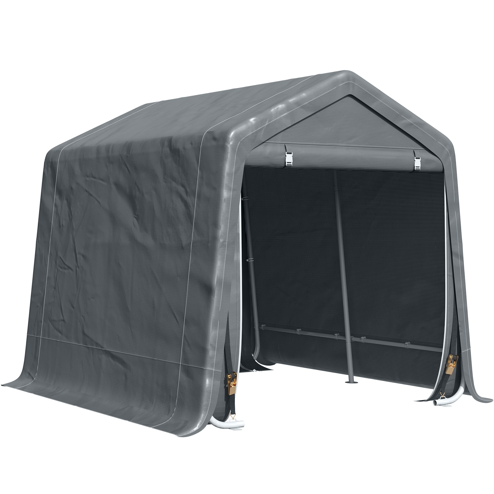 Outsunny 9 X 7.5ft Temporary Outdoor Equipment Shed - Dark Grey - North Peak Garden Furniture