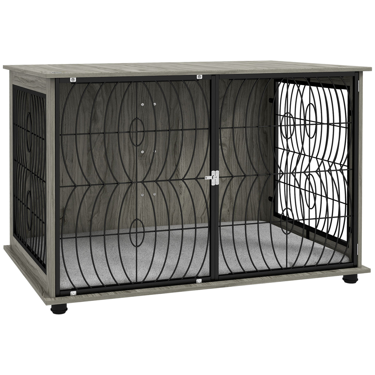 PawHut Dog Crate Furniture End Table w/ Plush Washable Cushion, Lockable Door, for Extra Large Dogs