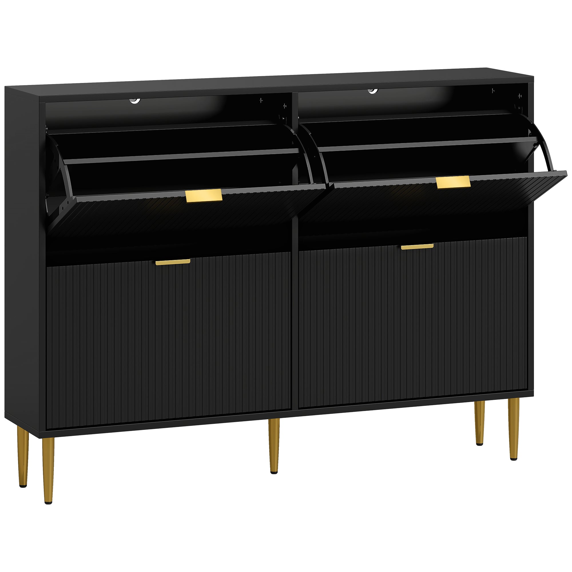 HOMCOM Elegant Four-Drawer Shoe Cabinet - Black