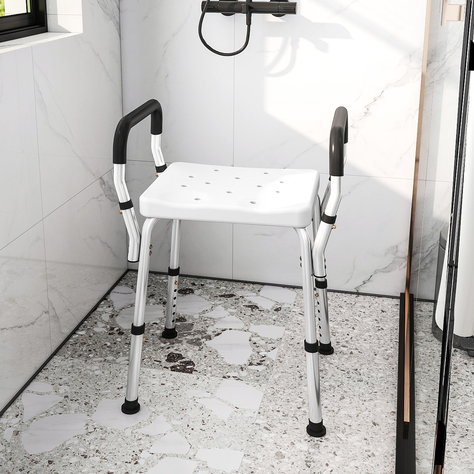 HOMCOM 57-69cm Aluminium Frame Bath Seat