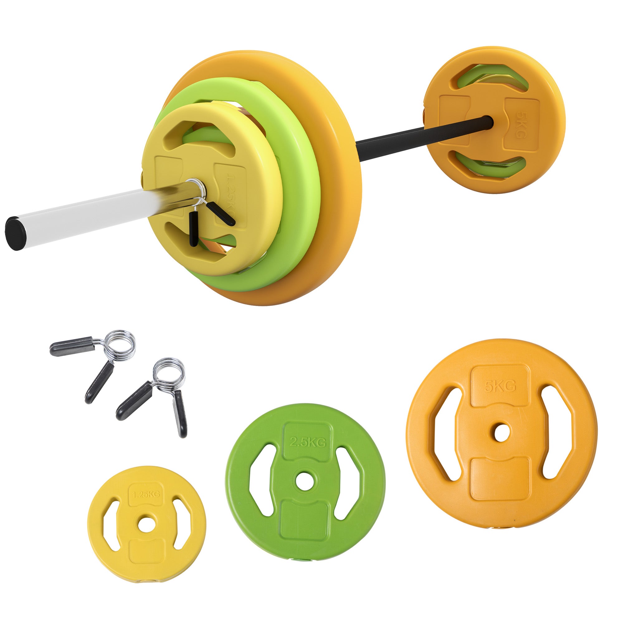 HOMCOM 20kg Barbell Weights Set, Adjustable Weights with Non-slip Handle, for Women and Men Home Gym Exercise Weight Strength Training - North Peak Garden Furniture