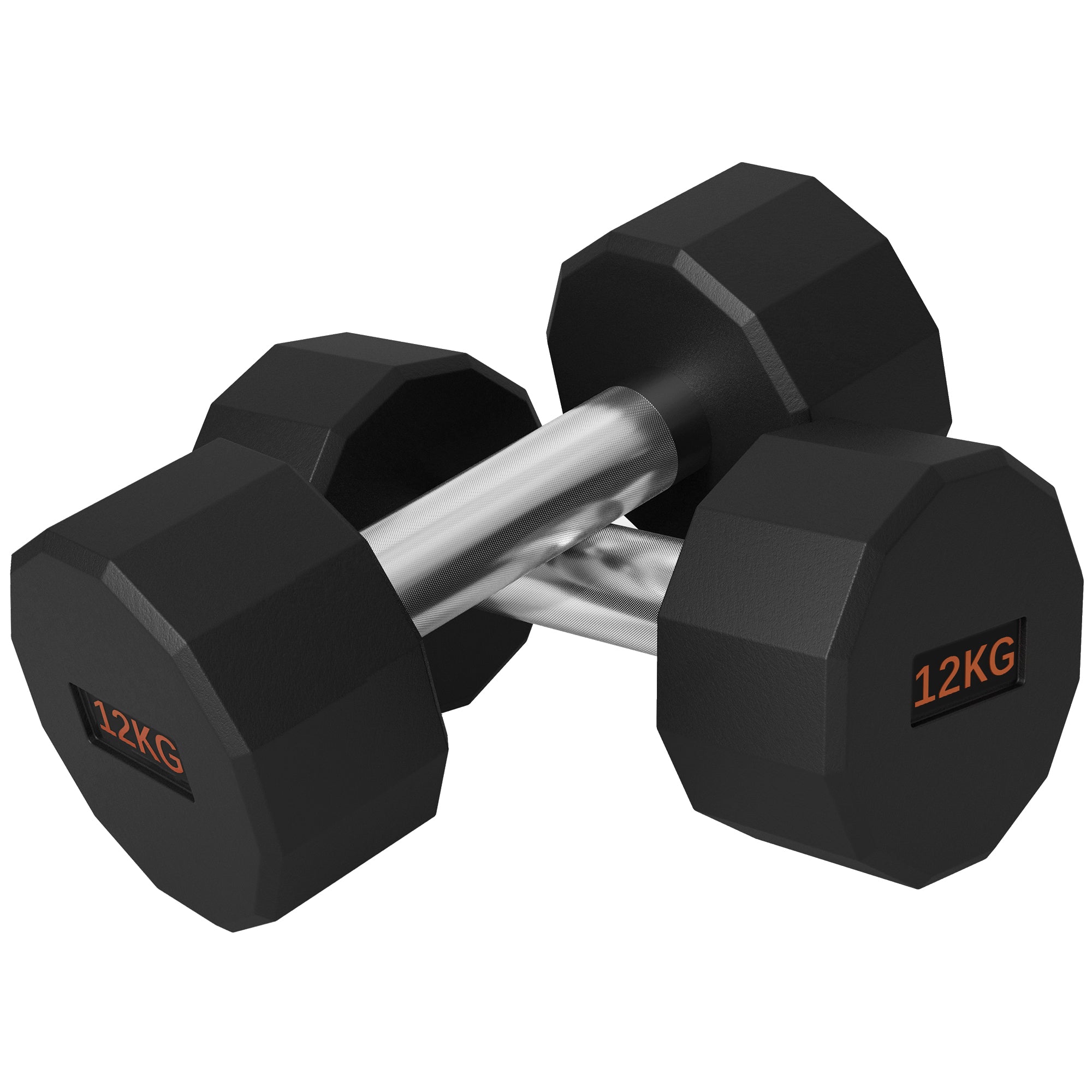 SPORTNOW 2 x 12kg Dumbbells Weights Set with 12-Sided Shape and Non-Slip Grip for Men Women Home Gym Workout - North Peak Garden Furniture