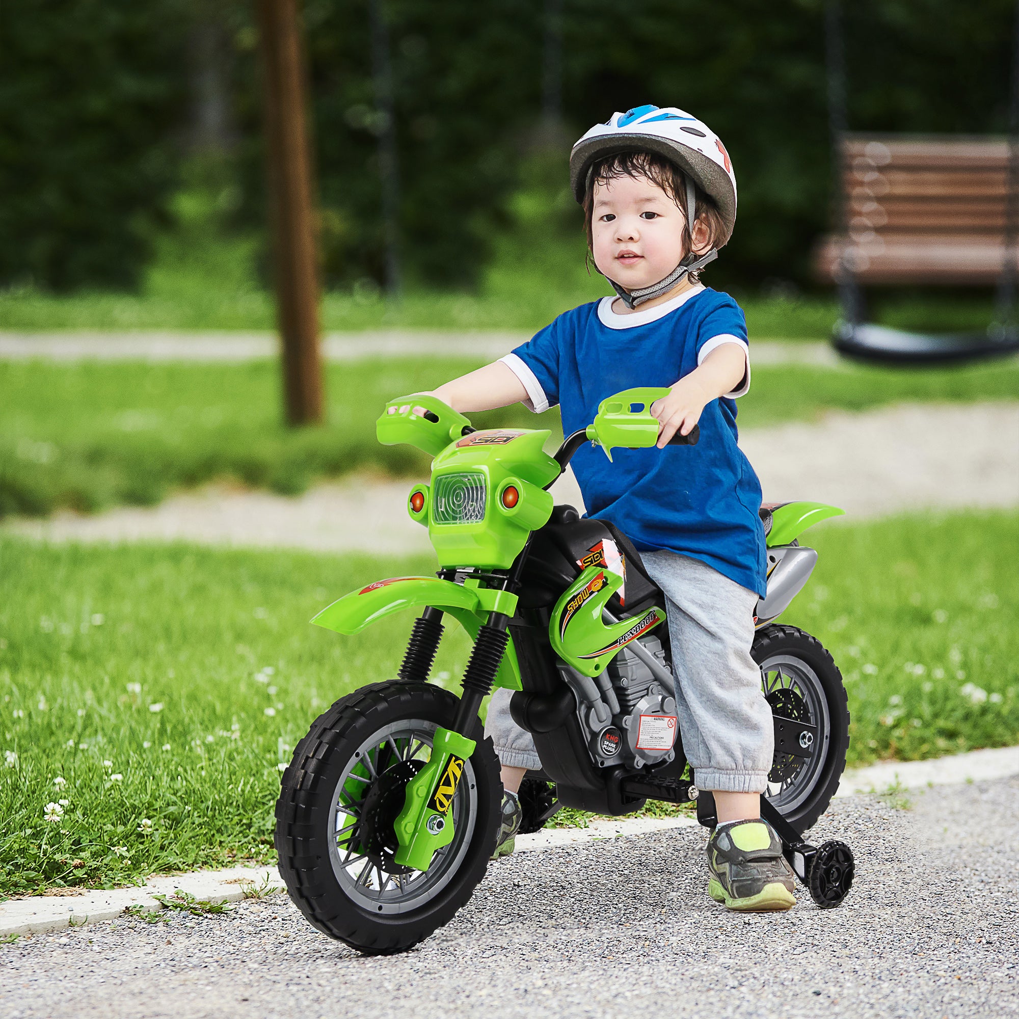 HOMCOM 6V Kids Child Electric Motorbike Ride on Motorcycle Scooter Children Toy Gift for 3-6 Years (Green) - North Peak Garden Furniture