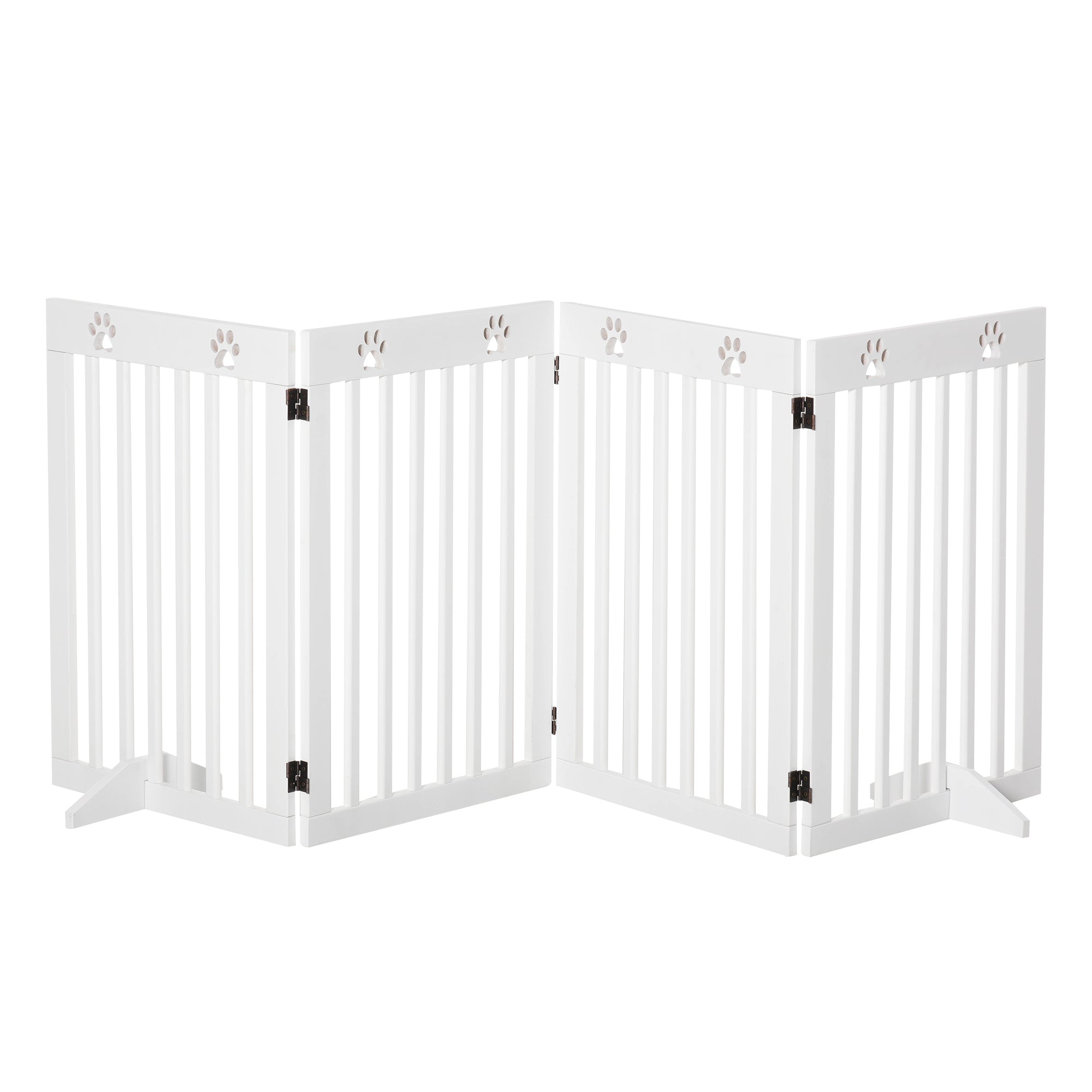 PawHut Wooden Pet Gate Foldable Freestanding Dog Safety Barrier w/ Support Feet - North Peak Garden Furniture