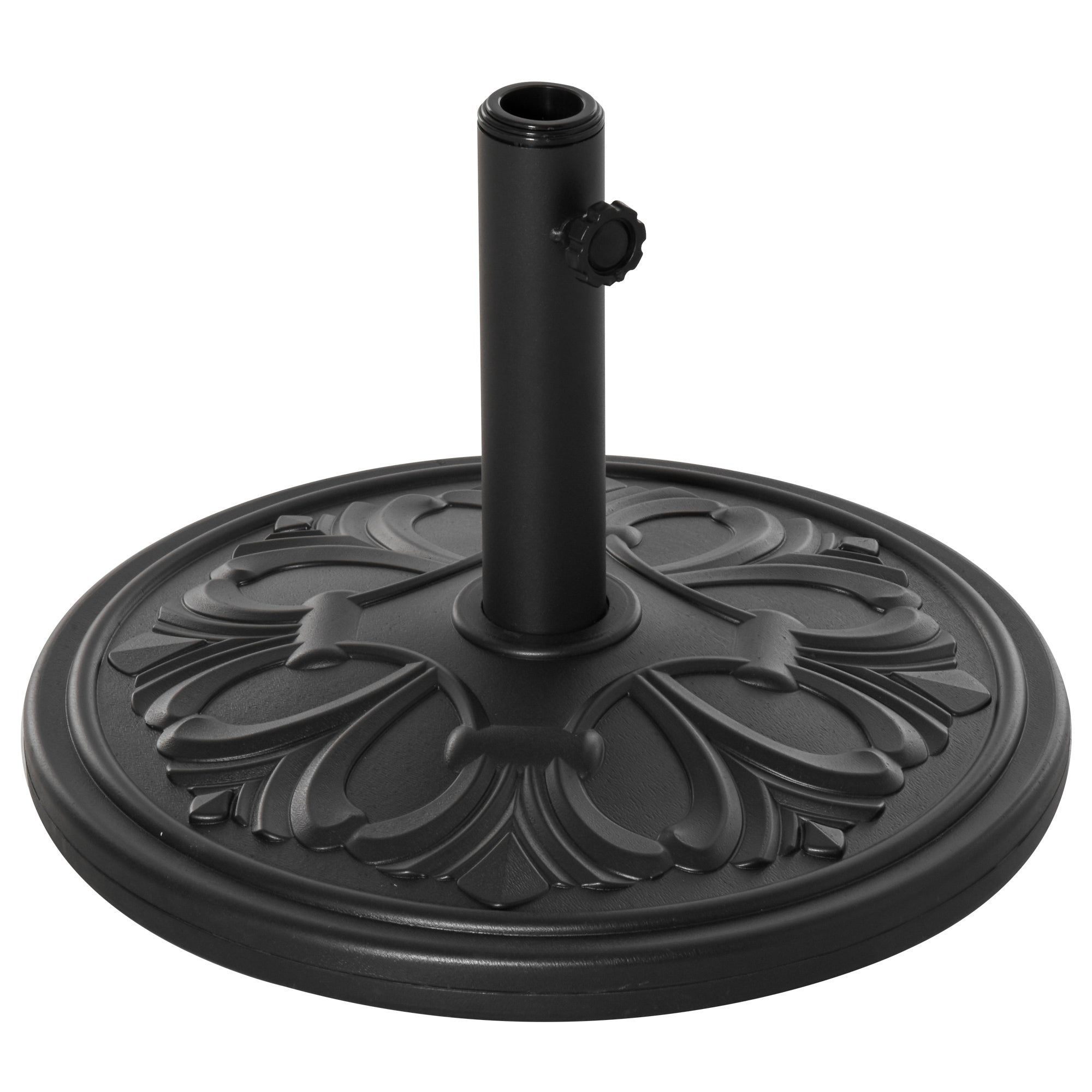 Outsunny 13kg Round Parasol Base Sun Umbrella Weight Stand Holder Patio Outdoor Garden, Black - North Peak Garden Furniture