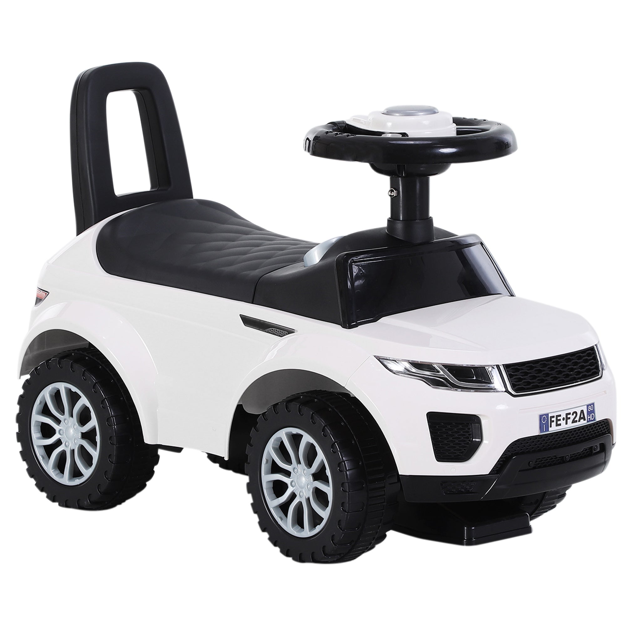 HOMCOM 3-in-1 Ride On Car Foot To Floor Slider Toddler w/ Horn Steering Wheel NO POWER Manual Under Seat Storage Safe Design for 1-3 Year Old White - North Peak Garden Furniture