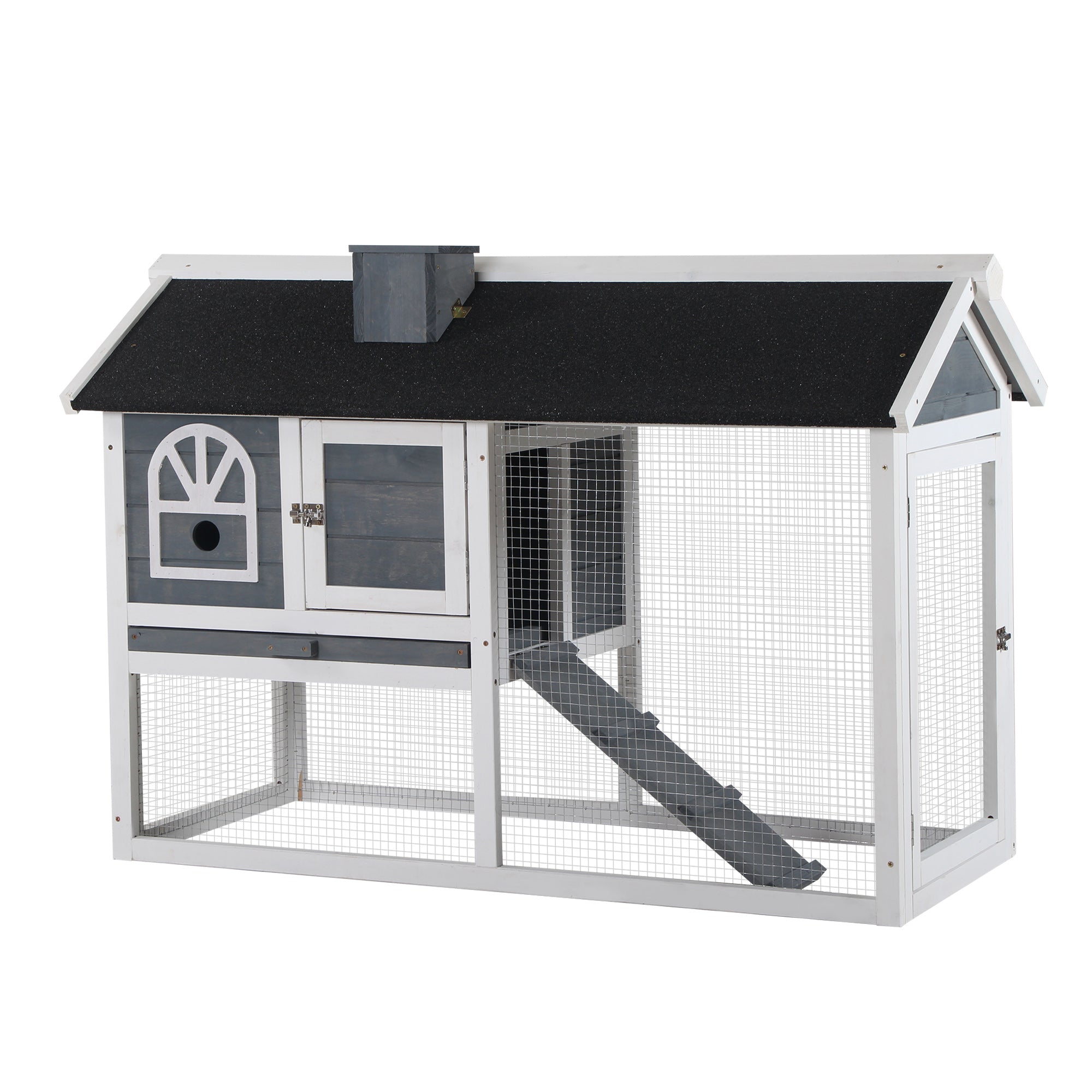 PawHut Guinea Pigs Hutches Wood Bunny Cage for Outdoor Indoor w/ Pull Out Tray Run Box Ramp - North Peak Garden Furniture