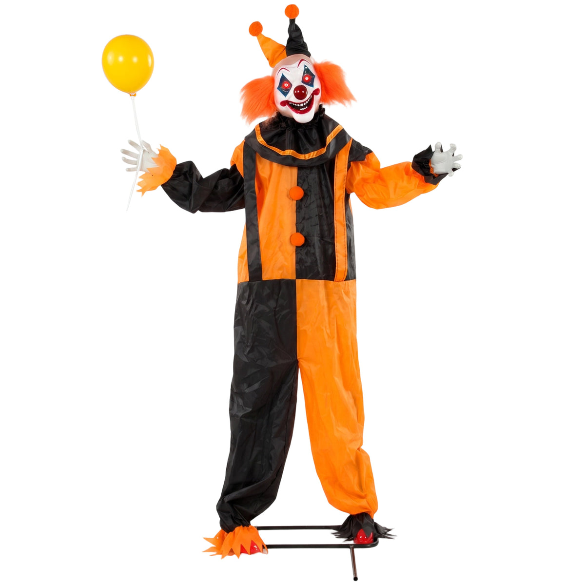 HOMCOM 190cm Life Size Animated Clown Halloween Decoration, Scary Halloween Animatronics Decor with Sound Touch Activated
