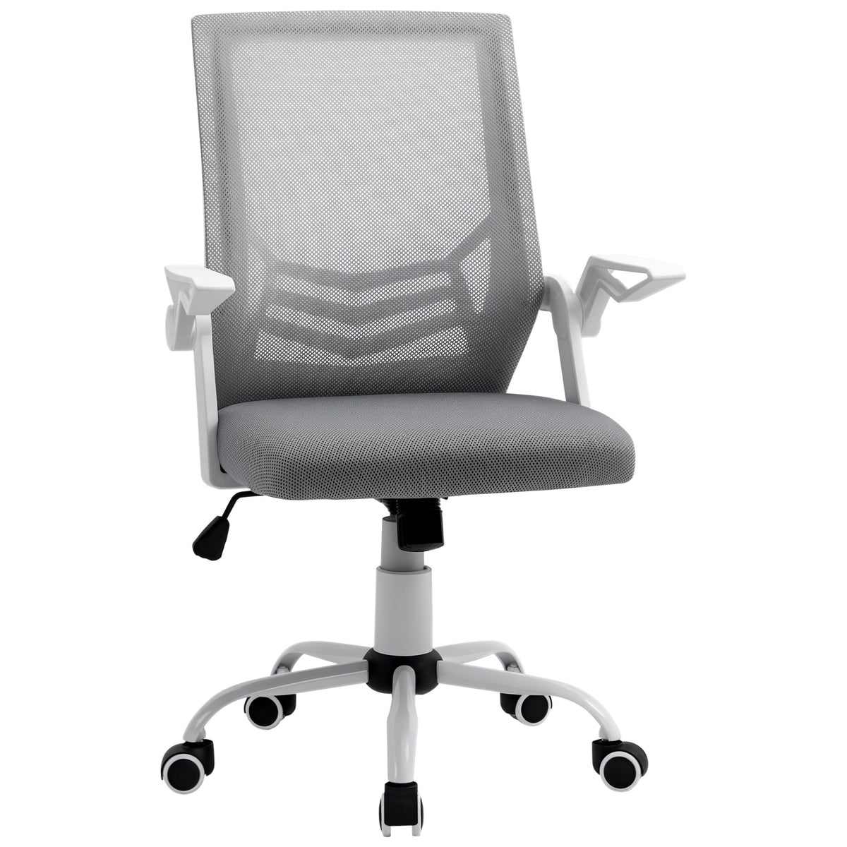Vinsetto Office Chair, Ergonomic Desk Chair, Executive Computer Chair with 90° Flip-up Armrest and Lumbar Support, Adjustable Height for Home/Office, Grey